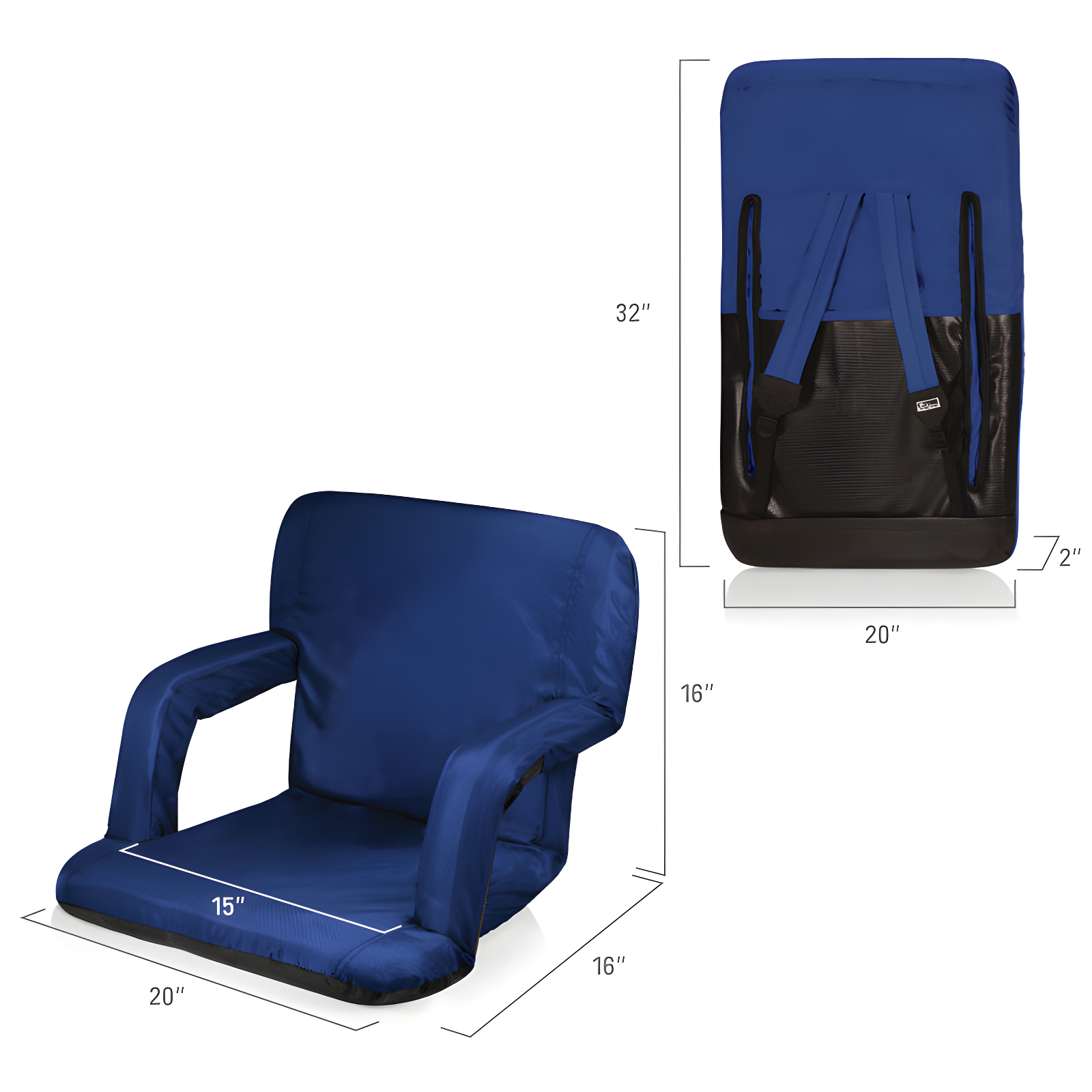 ONIVA™ Ventura Reclining Bleacher Seat with Armrests and Back Support