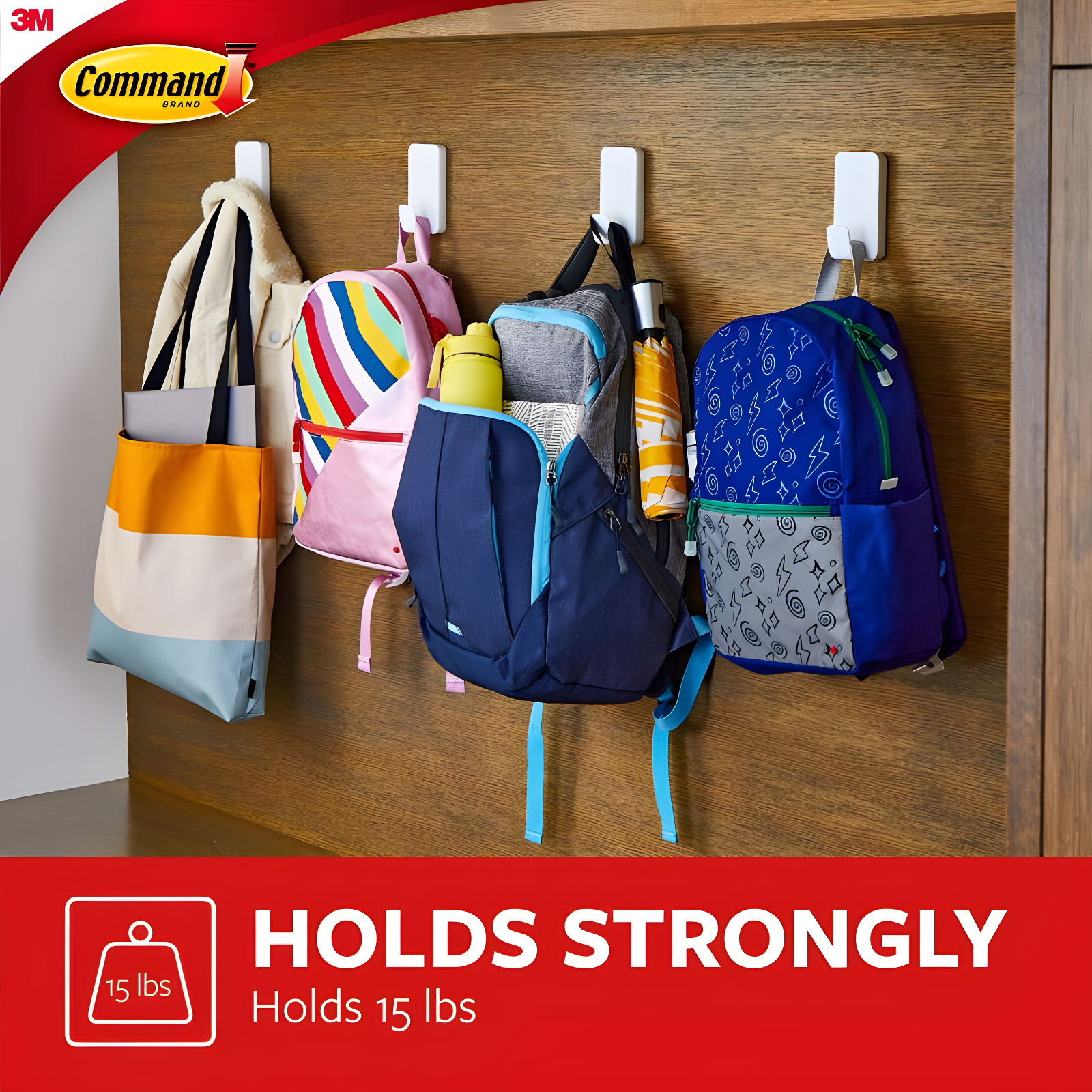 Command Extra Large Single Hook: Heavy Duty Adhesive, Holds 15 lbs, Plastic, White, 1 Pack