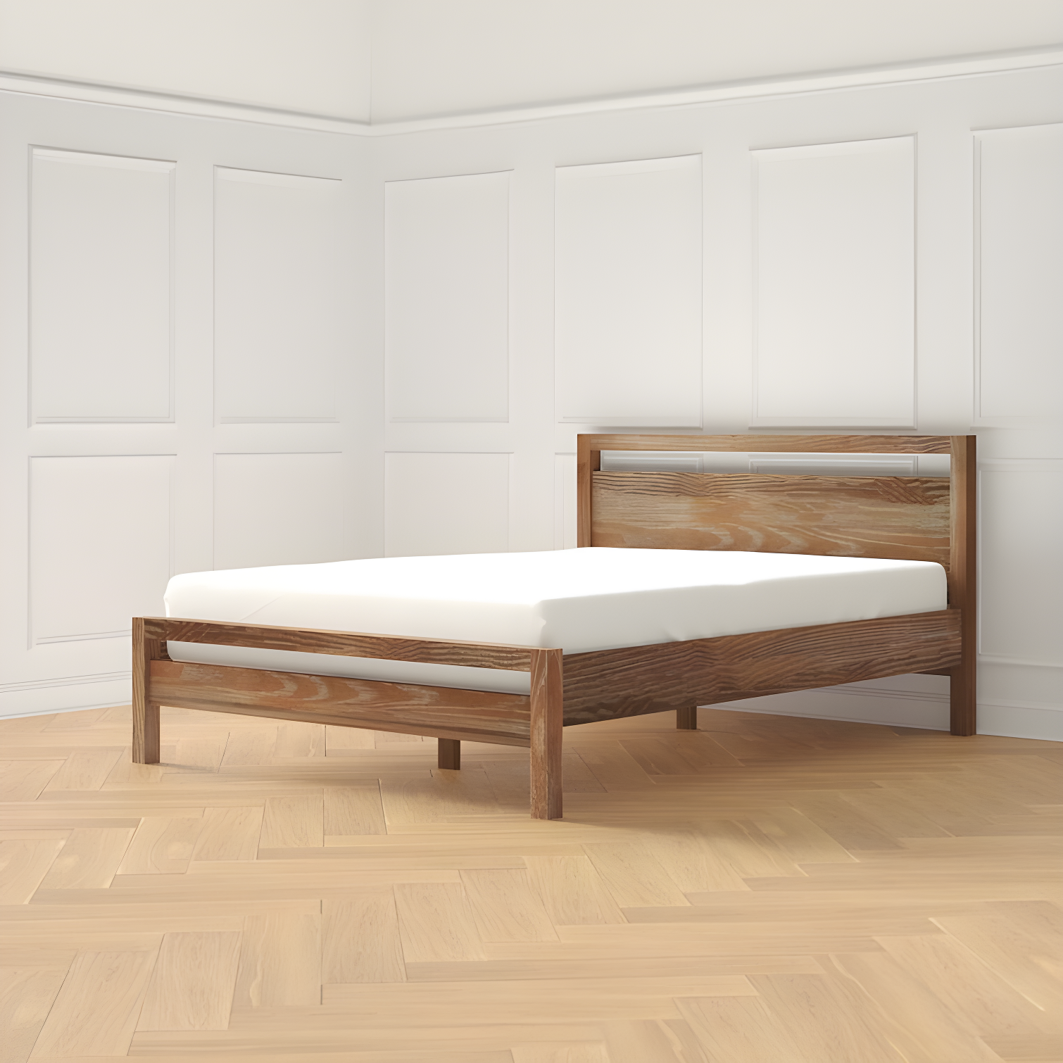 Loft Solid Wood Panel Bed