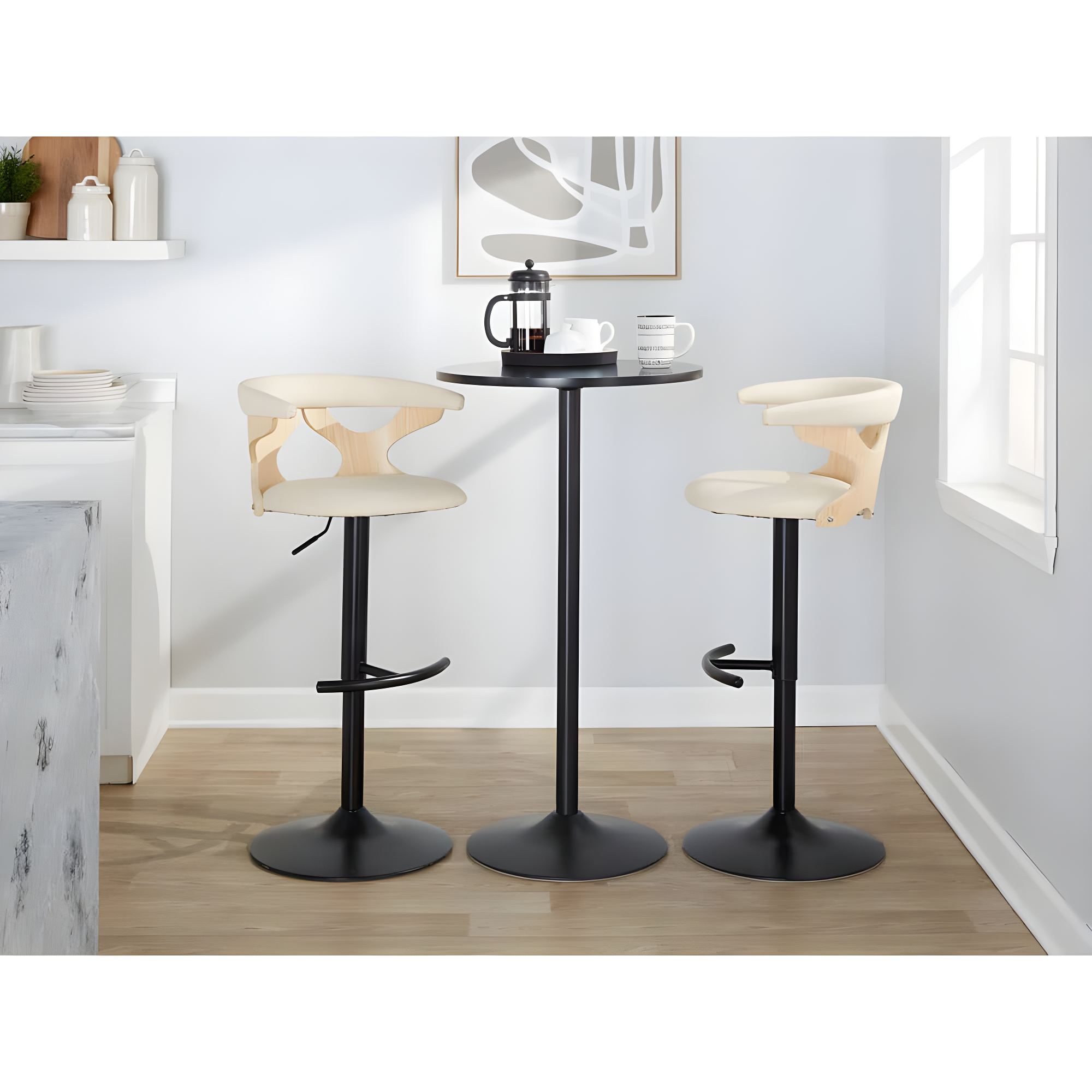 Gardenia Swivel Upholstered Adjustable Height Counter Stool with Metal Frame (Set of 2)