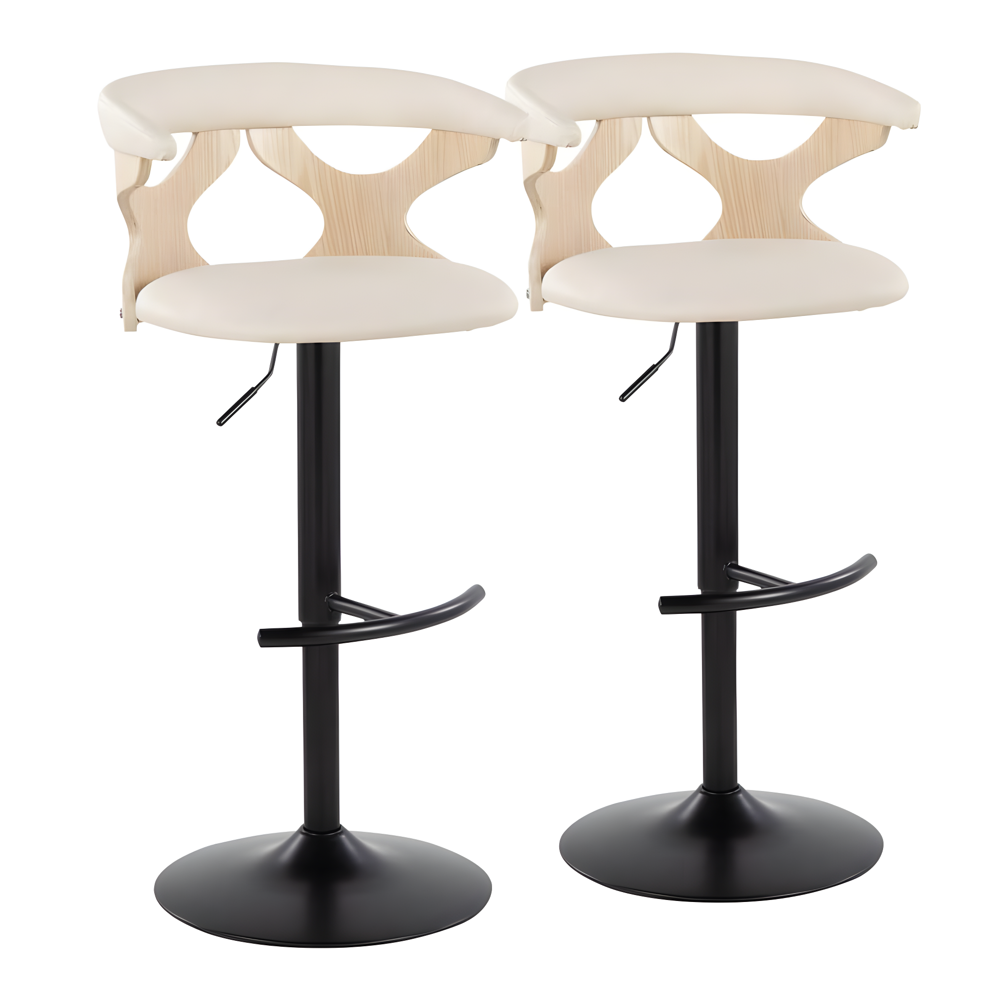 Gardenia Swivel Upholstered Adjustable Height Counter Stool with Metal Frame (Set of 2)