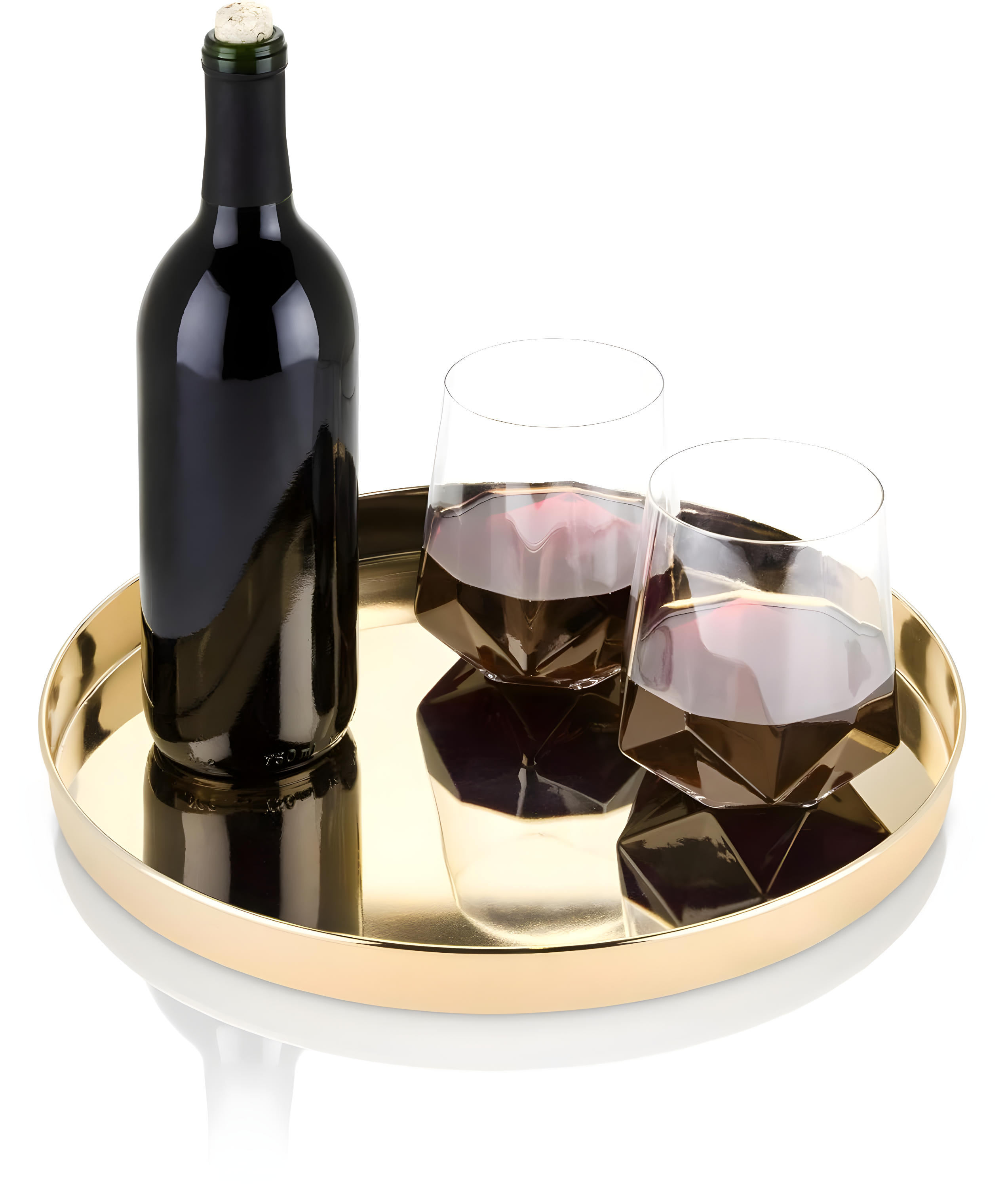 Round Serving Tray in Gold