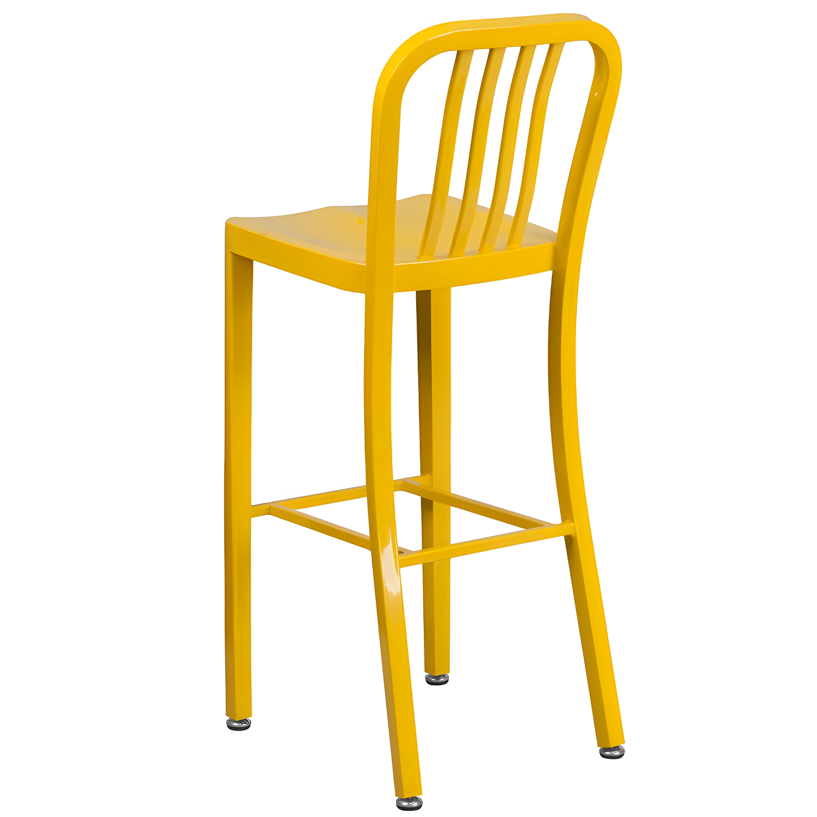 Flash Furniture Commercial Grade 30" High Yellow Metal Indoor-Outdoor Barstool with Vertical Slat Back