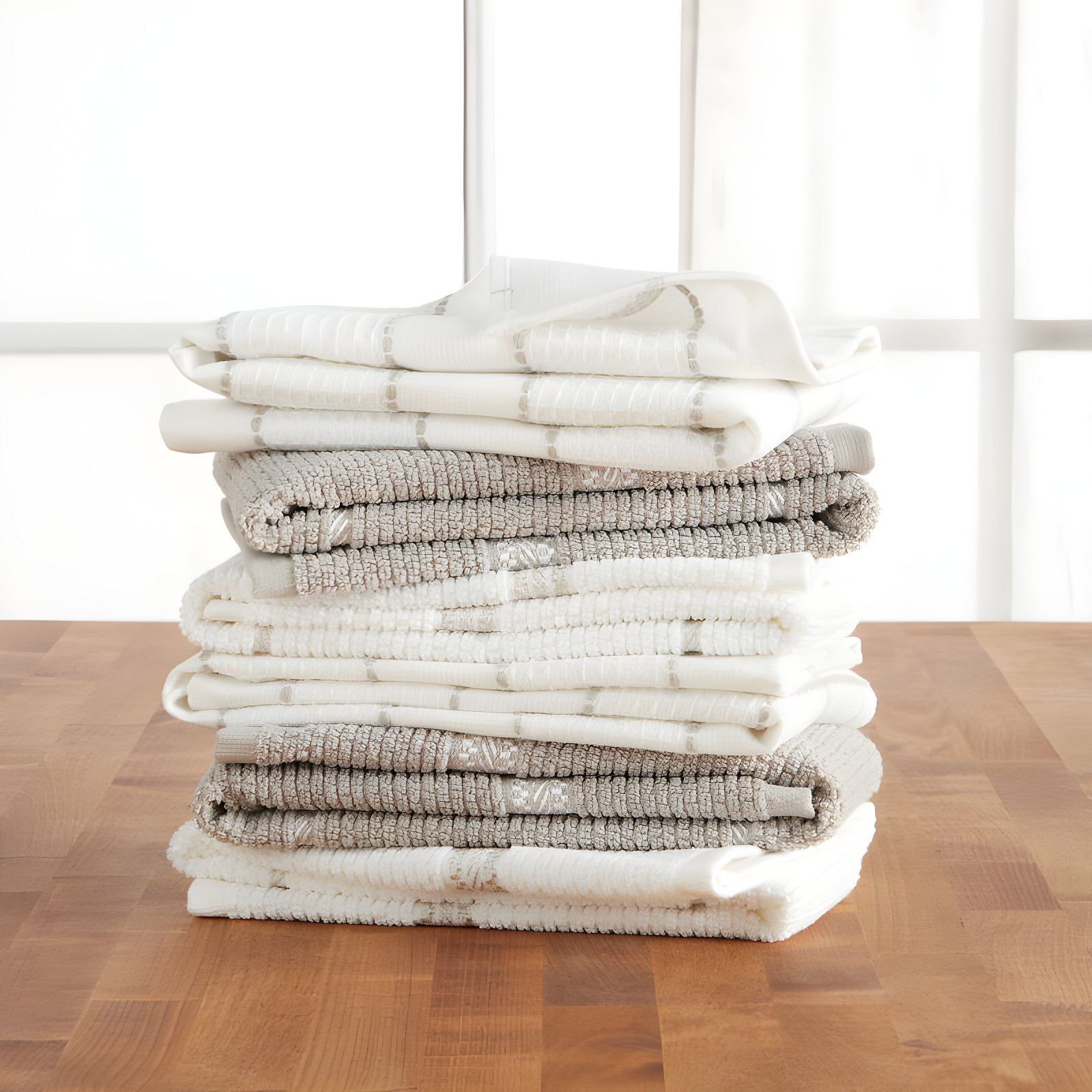 Martha Stewart Martha Stewart Modern Waffle Kitchen Towel Set 6-Pack, Linen, 16"x28" (Set of 6)