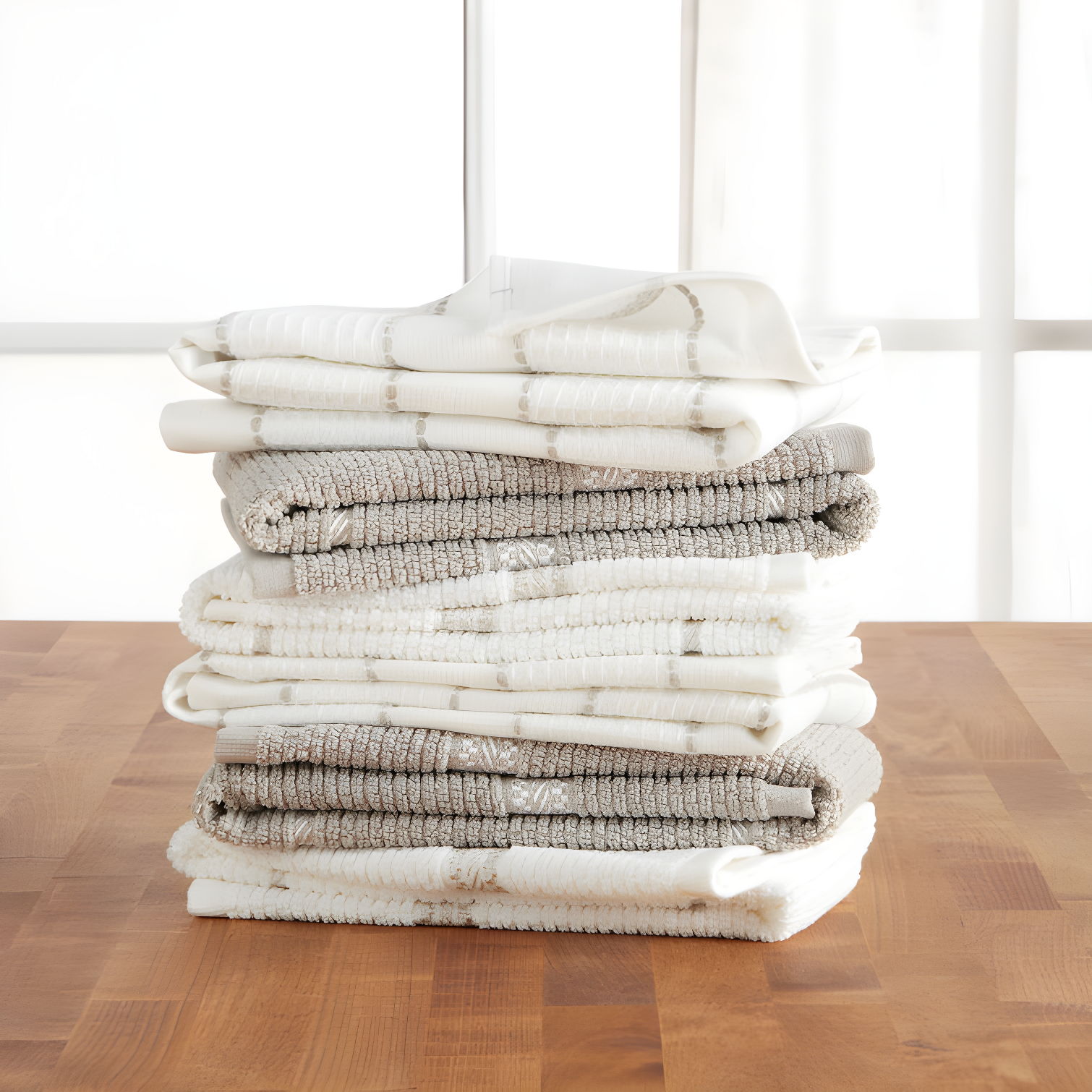 Martha Stewart Martha Stewart Modern Waffle Kitchen Towel Set 6-Pack, Linen, 16"x28" (Set of 6)
