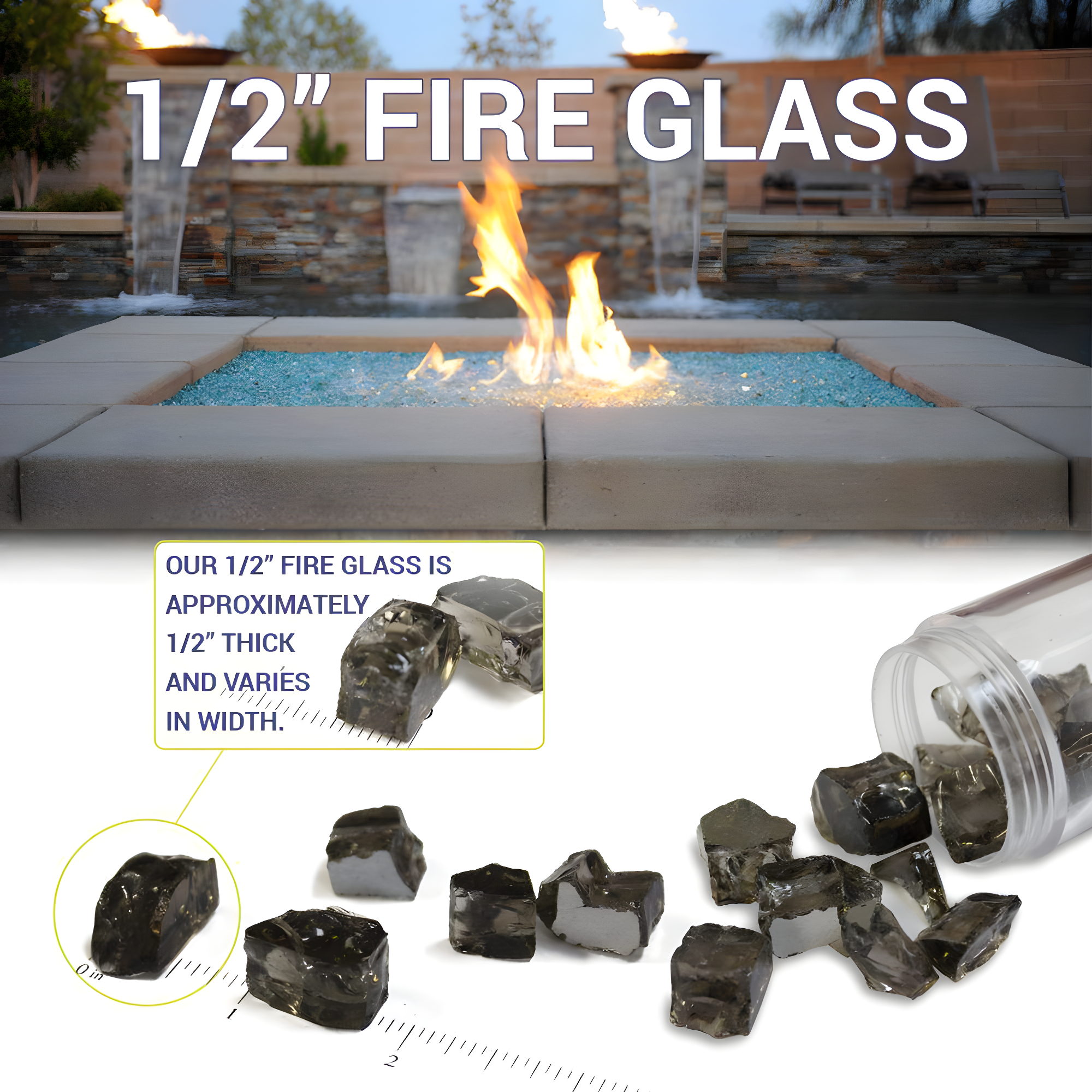 American Fireglass 1/2" Fire Pit Glass