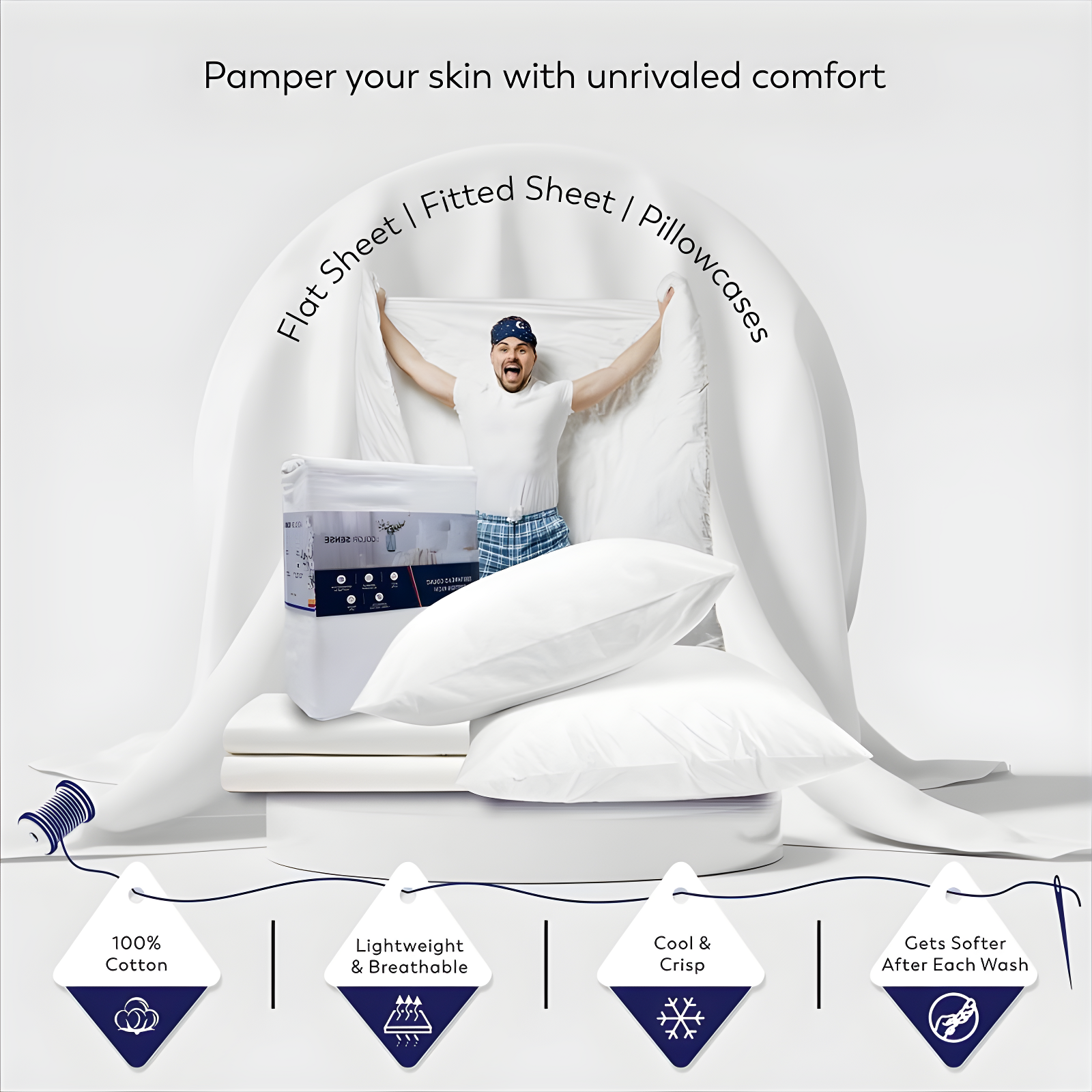 100% Cotton Lightweight Percale Weave Sheet Set