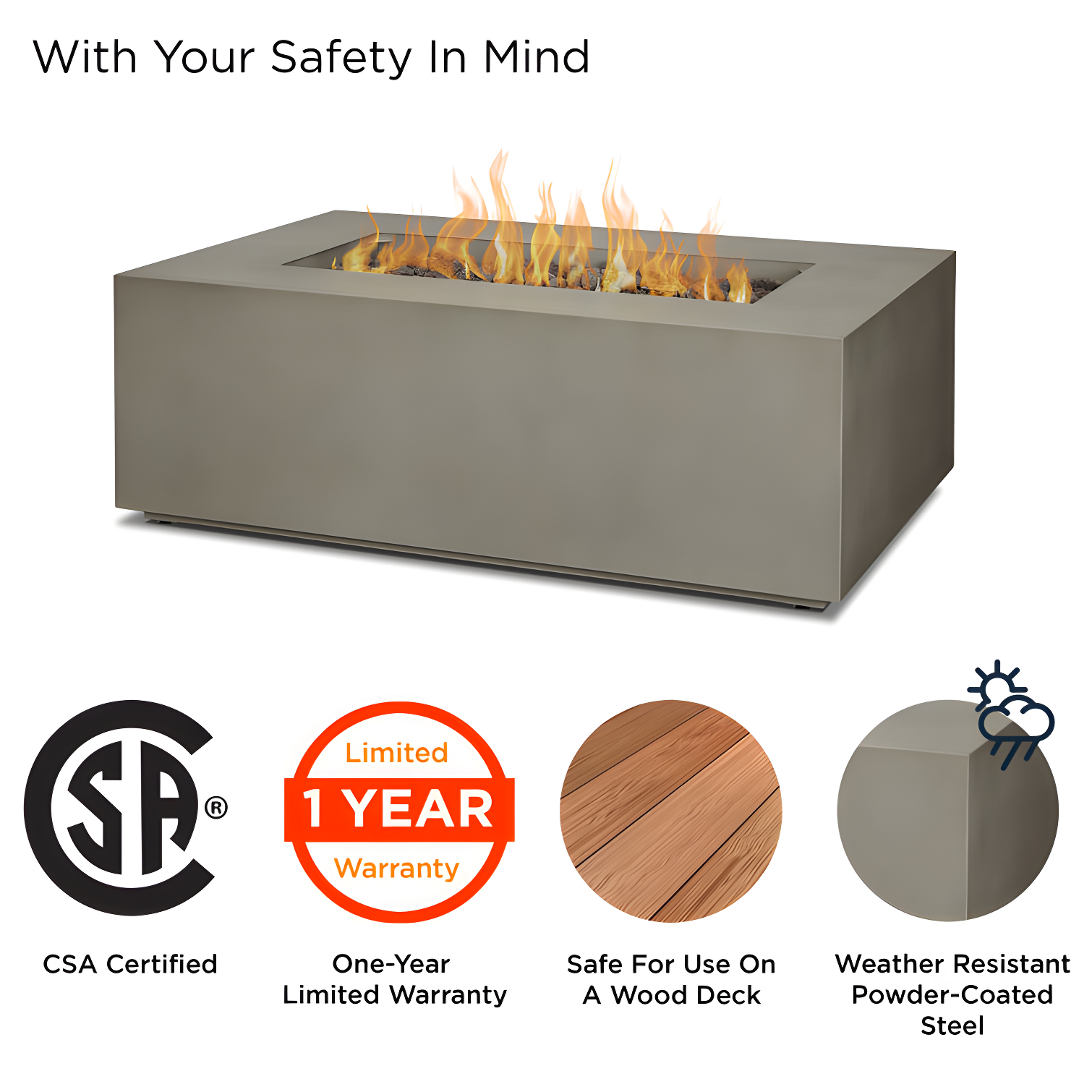 AEGEAN Propane / Natural Gas Outdoor Fire Pit Table