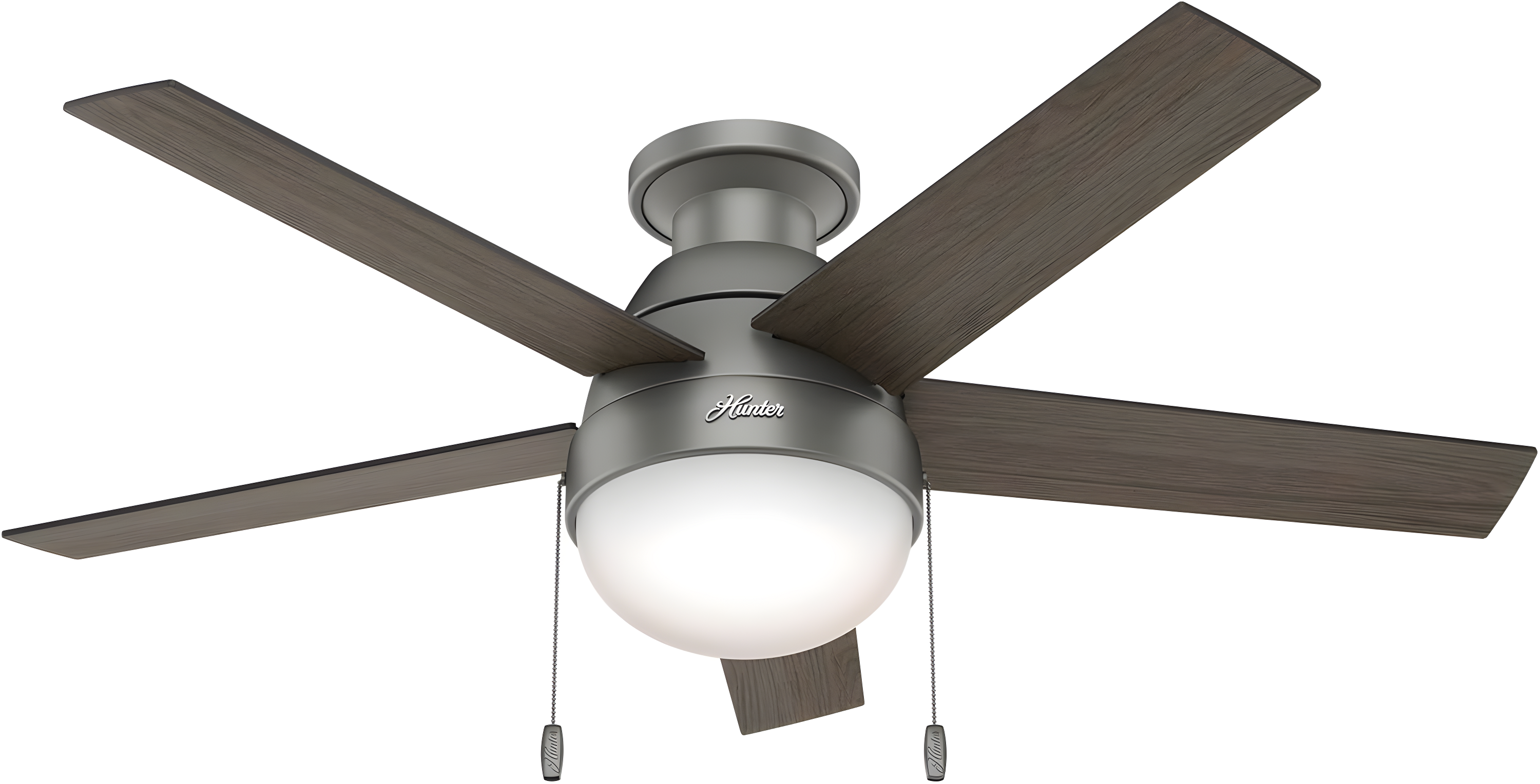 Hunter Fan 46" Anslee 5 - Blade LED Flush Mount Ceiling Fan with Pull Chain and Light Kit Included