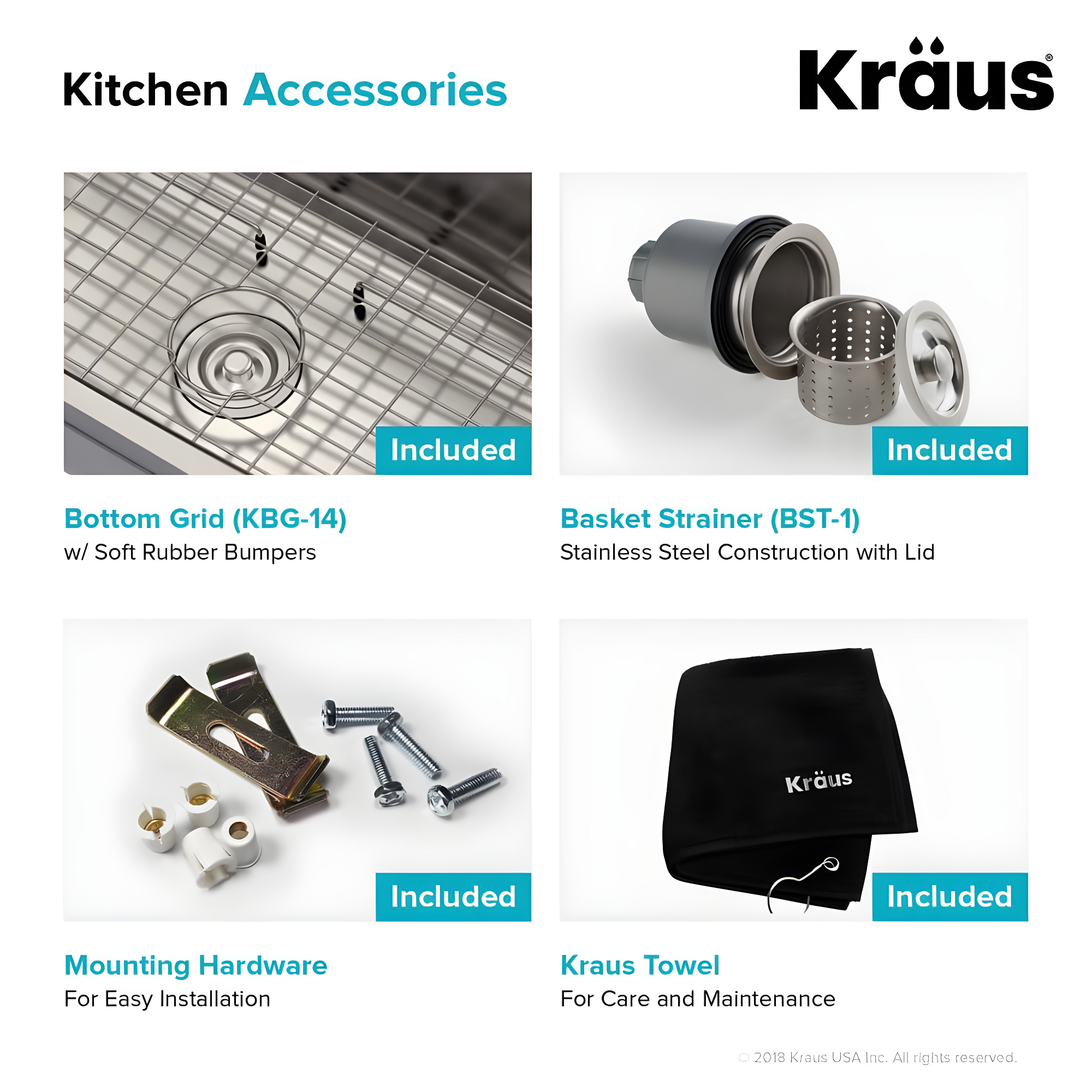 KRAUS Premier Undermount Single Bowl 18-Gauge Stainless Steel Kitchen Sink