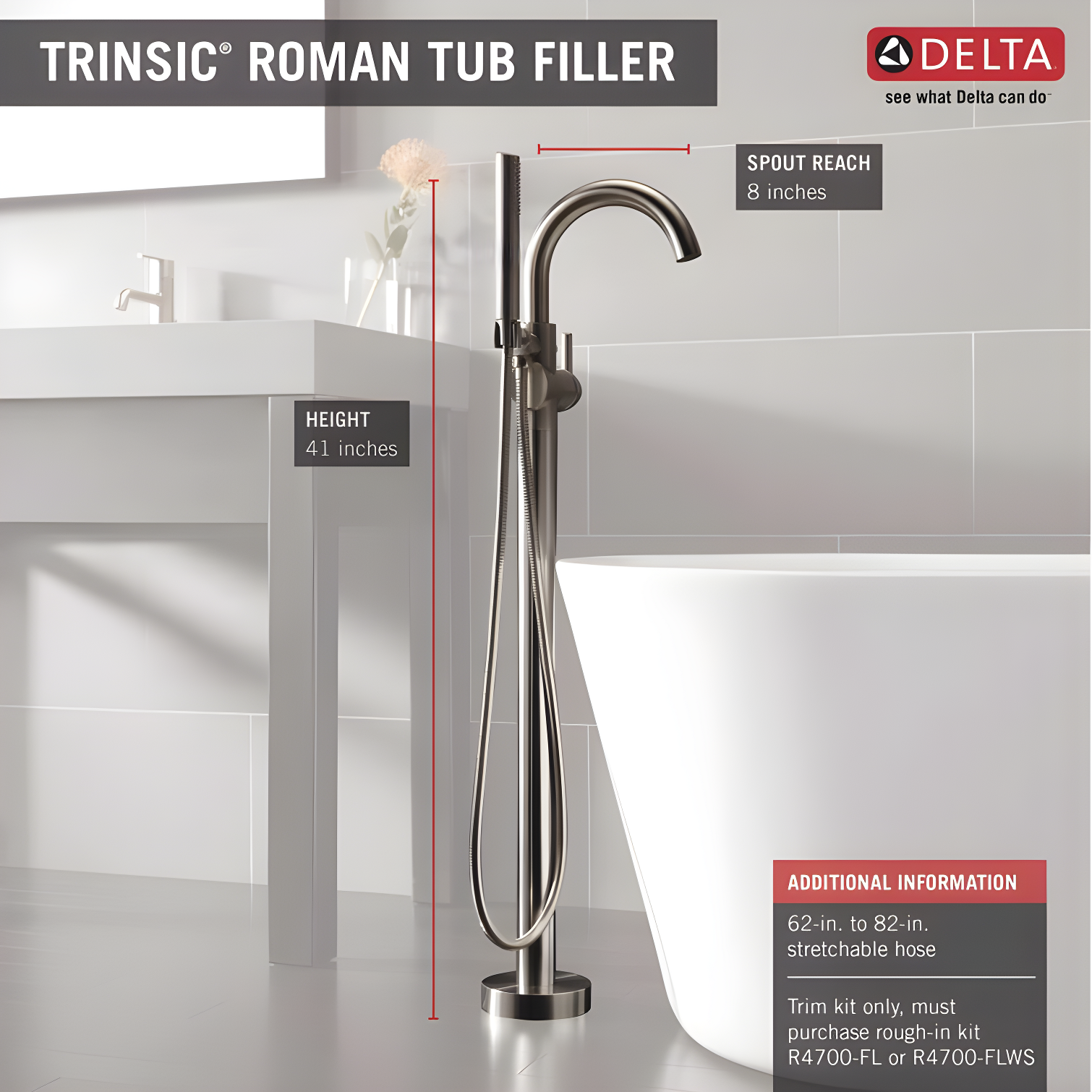 Trinsic Single Handle Floor Mounted Freestanding Tub Filler