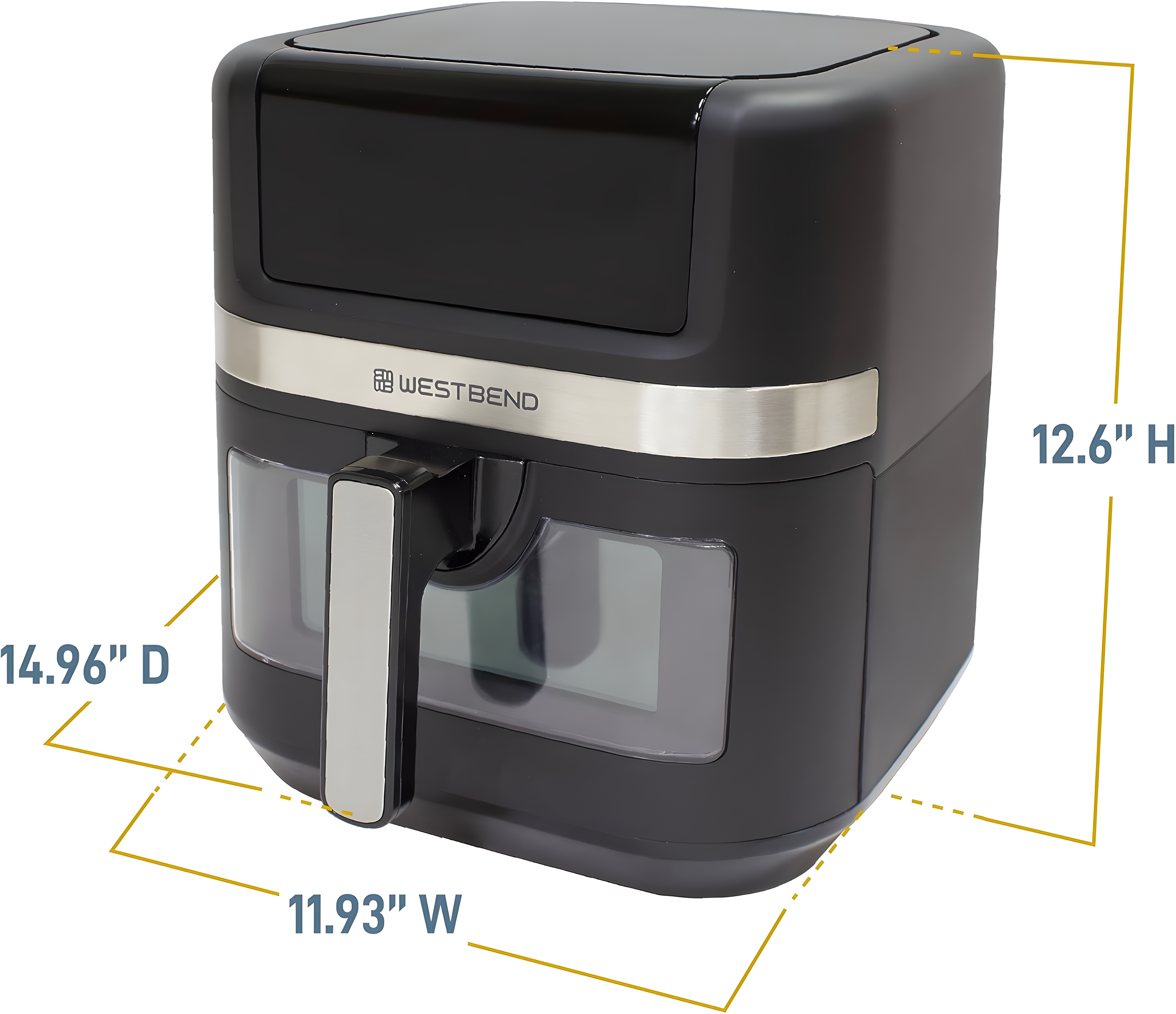 West Bend AFWB7QBK13 7 qt Air Fryer, Black with 13 One-Touch Presets