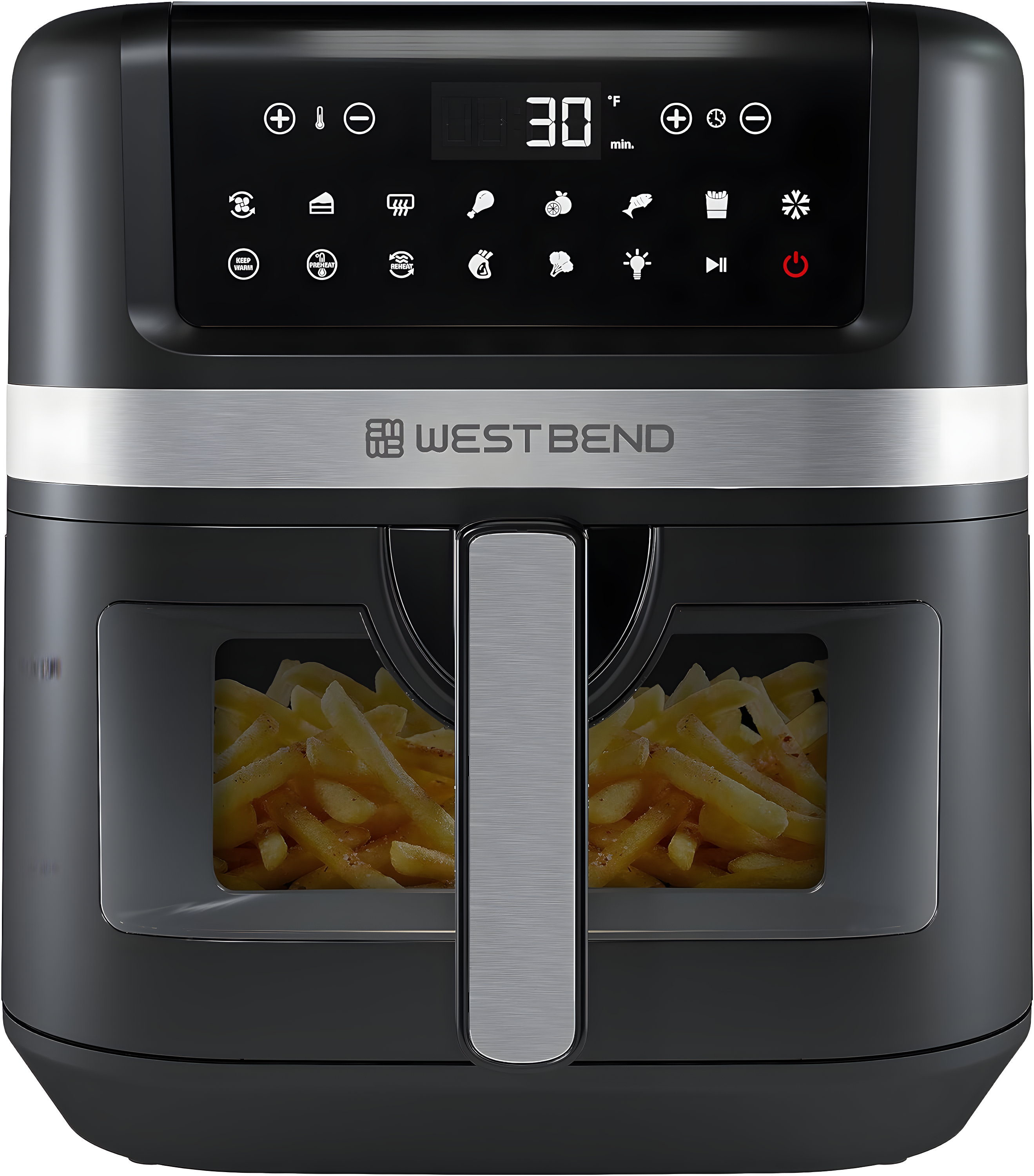 West Bend AFWB7QBK13 7 qt Air Fryer, Black with 13 One-Touch Presets
