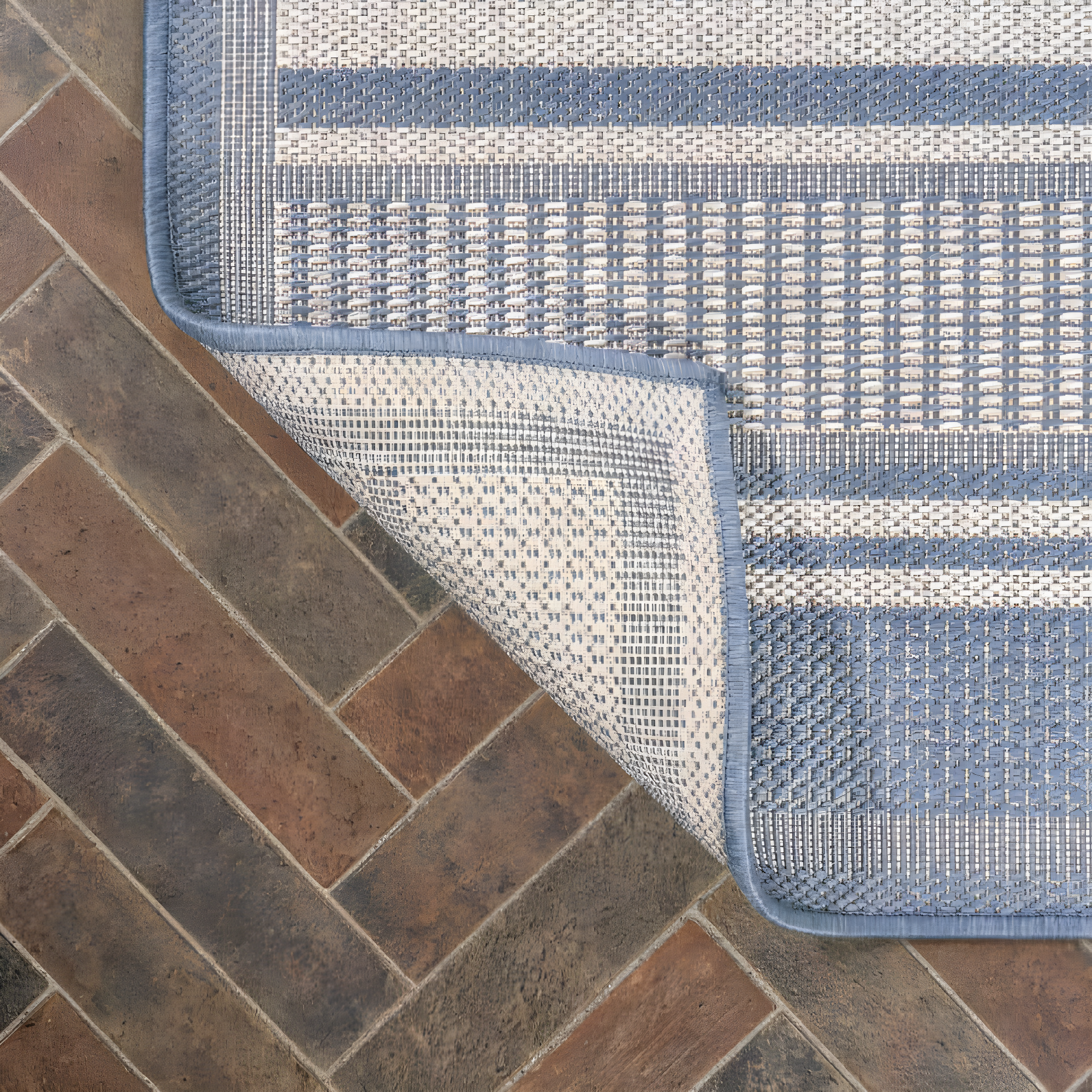 5' x 8' Haynes Modern Double Stripe Indoor/Outdoor Area Rug, Blue/Light Gray - JONATHAN Y