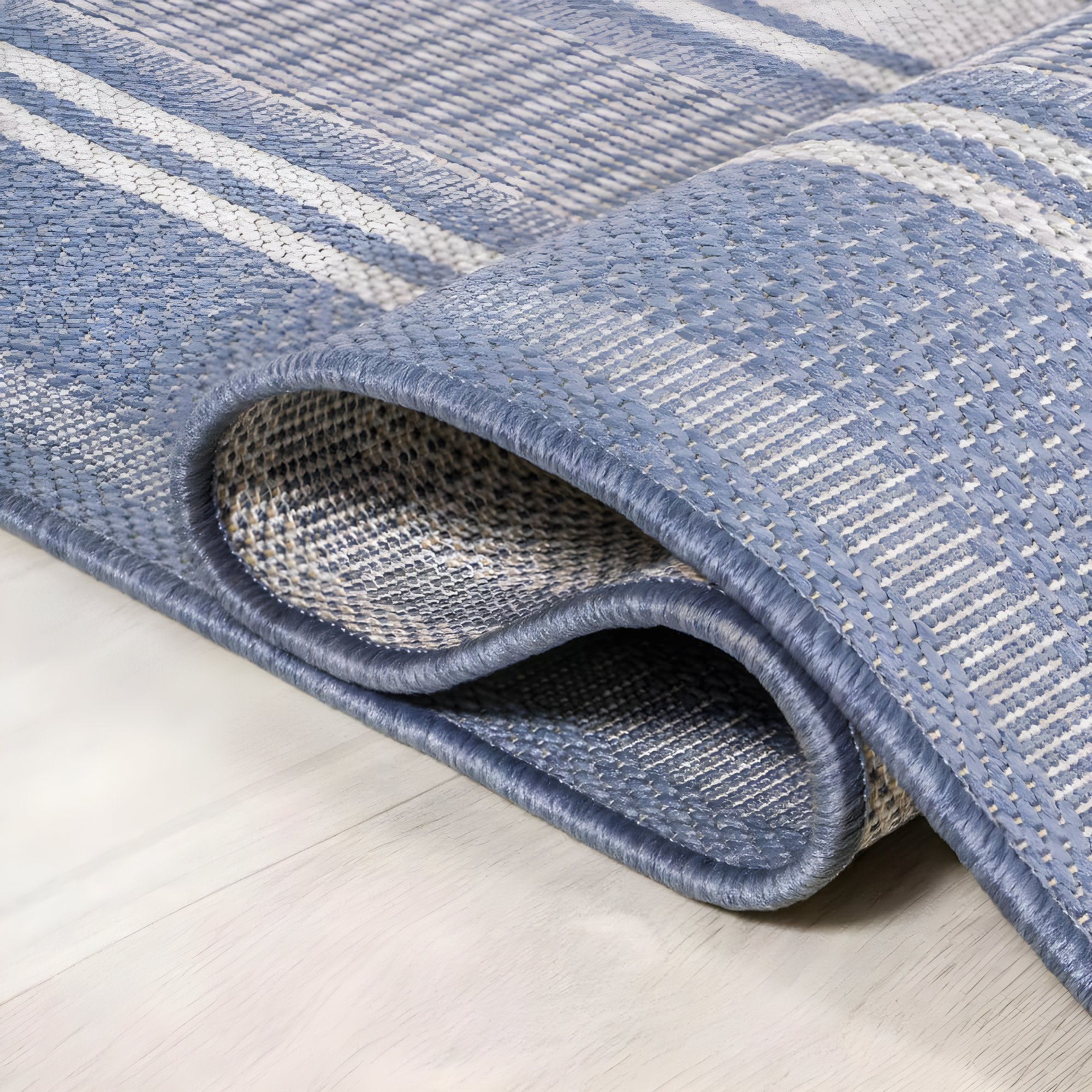 5' x 8' Haynes Modern Double Stripe Indoor/Outdoor Area Rug, Blue/Light Gray - JONATHAN Y
