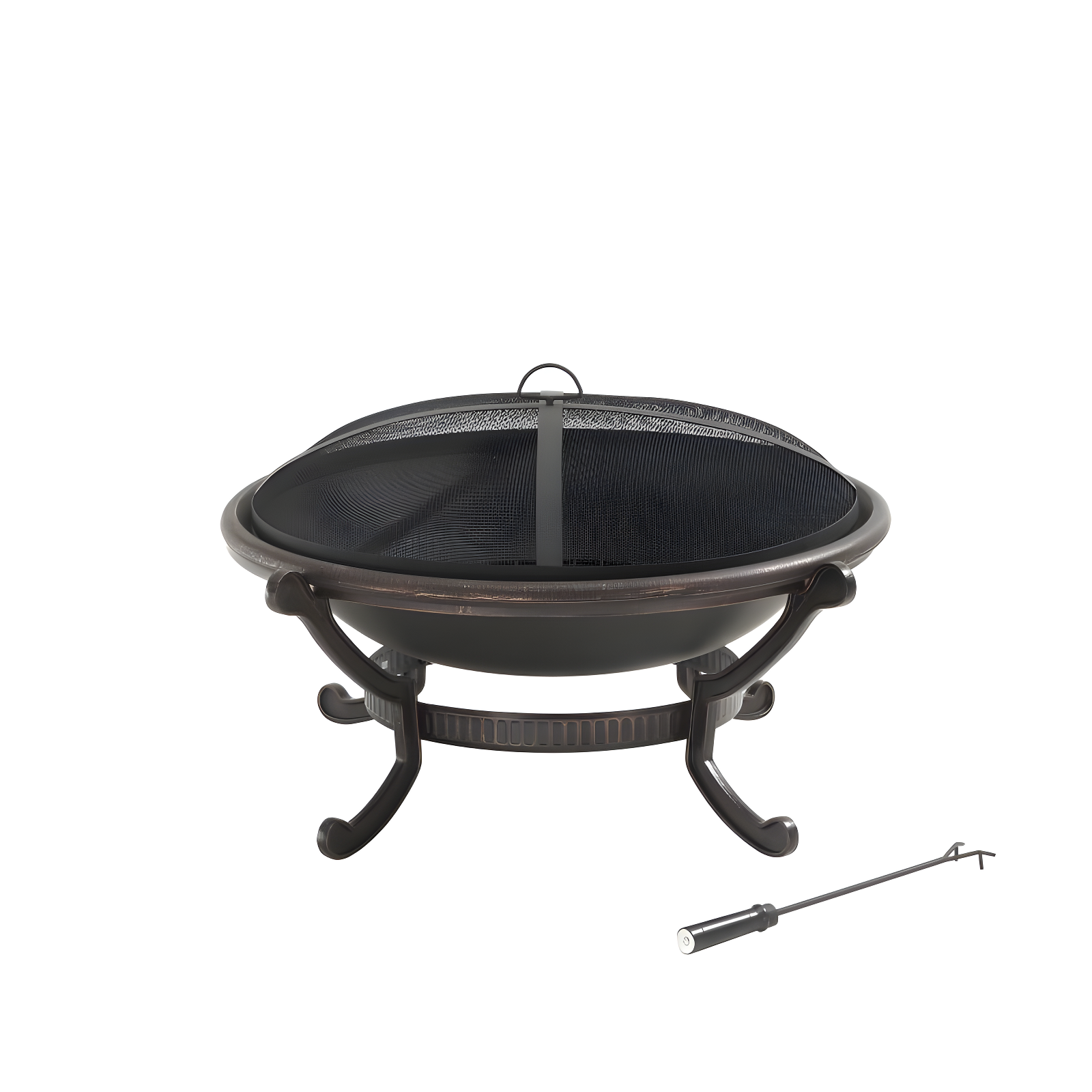 Ashland Firepit - Black - Crosley: Cast Iron Copper Finish, 35" Bowl, Mesh Guard, Poker Included