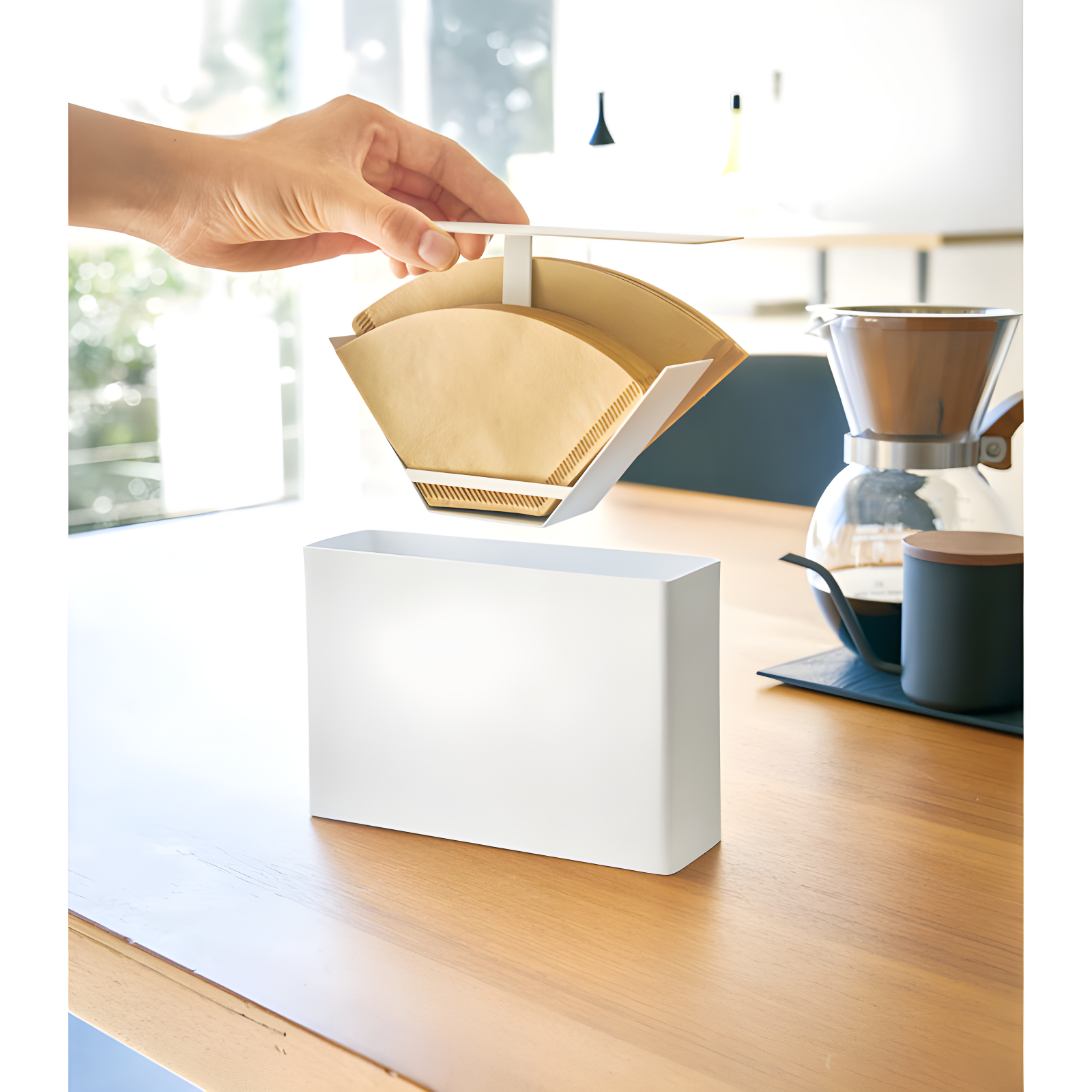 Yamazaki Home Yamazaki Home 02 Coffee Filter Case - Kitchen Storage Holder Container, Steel, Lid