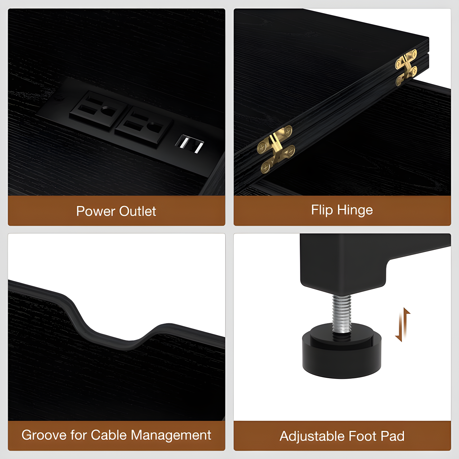 17 Stories End Table with Storage and Charging Station