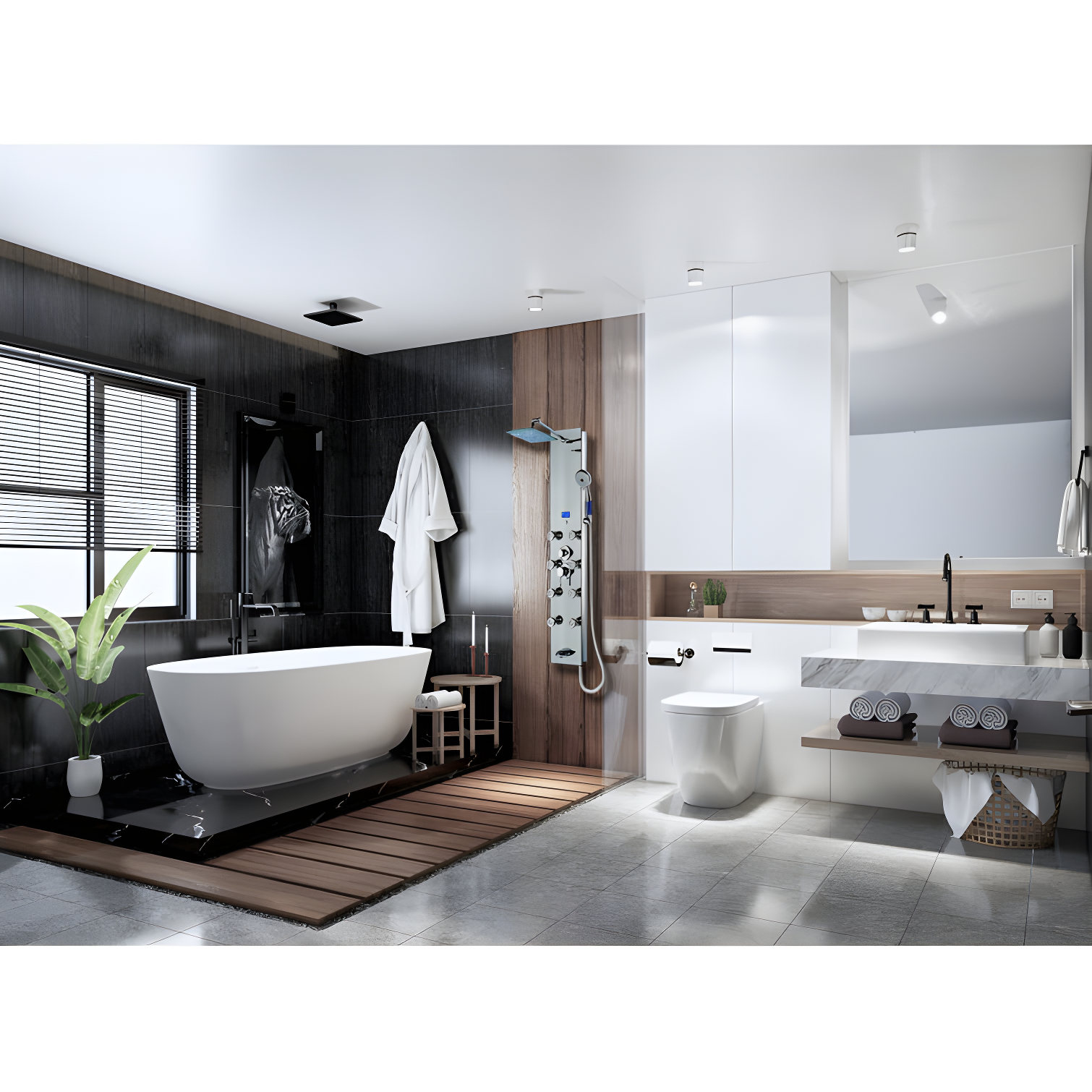 Blue Ocean SPA392M Blue Ocean 52 inch Aluminum Shower Panel With Shower Head