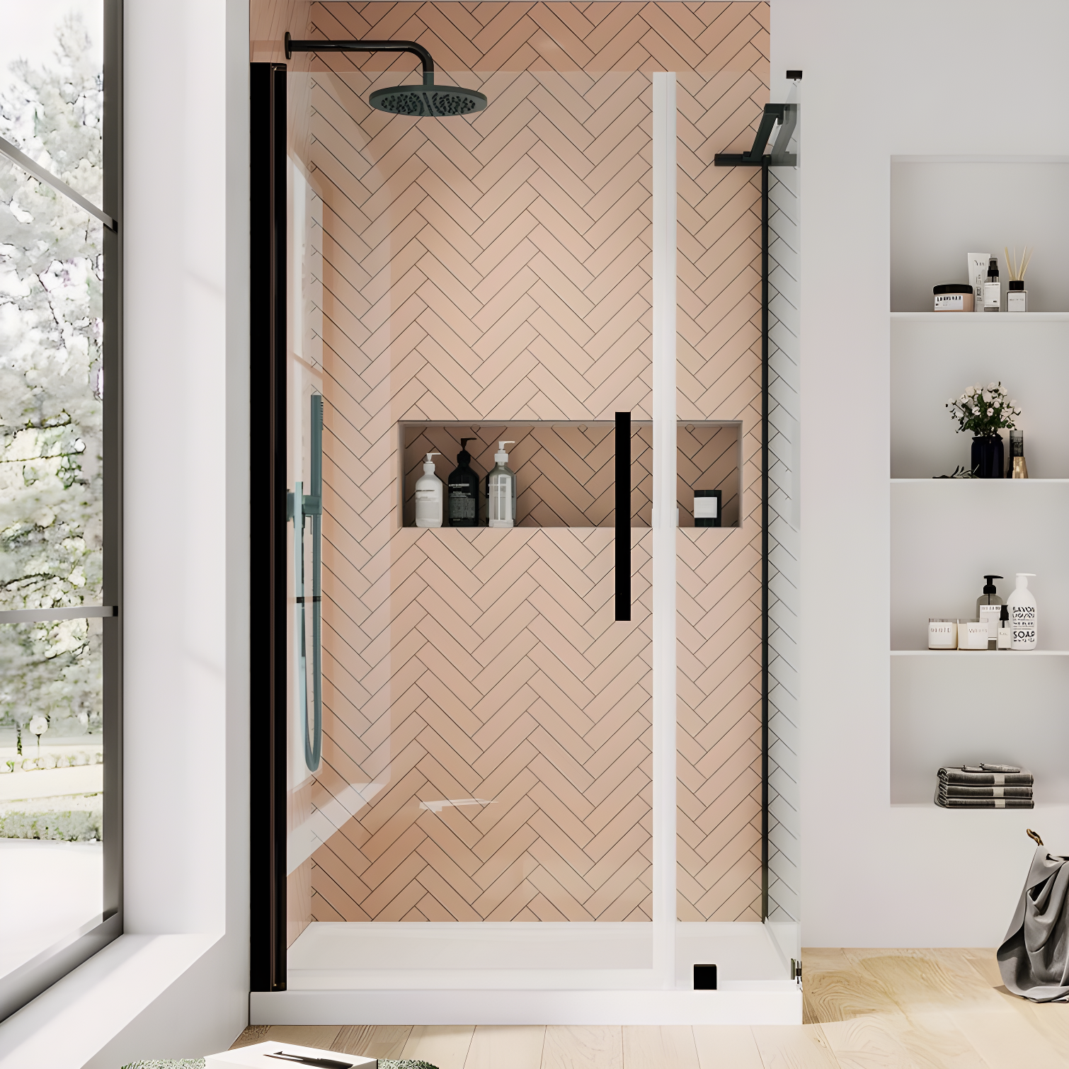 Endless Pasadena 40" W x 72" H Corner Frameless Shower Kit, Door, Base