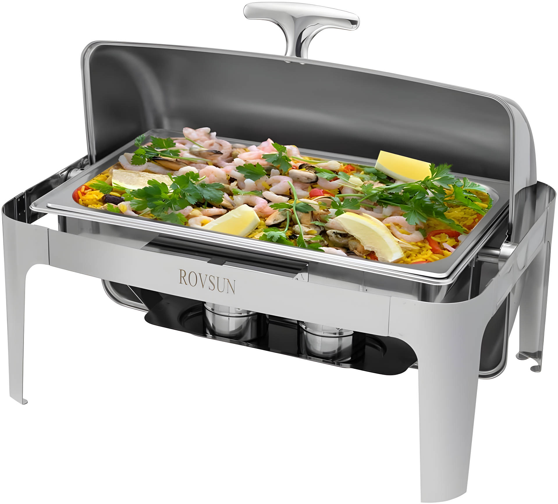 ROVSUN Roll Top Silver Stainless Steel Chafing Dish Buffet Set