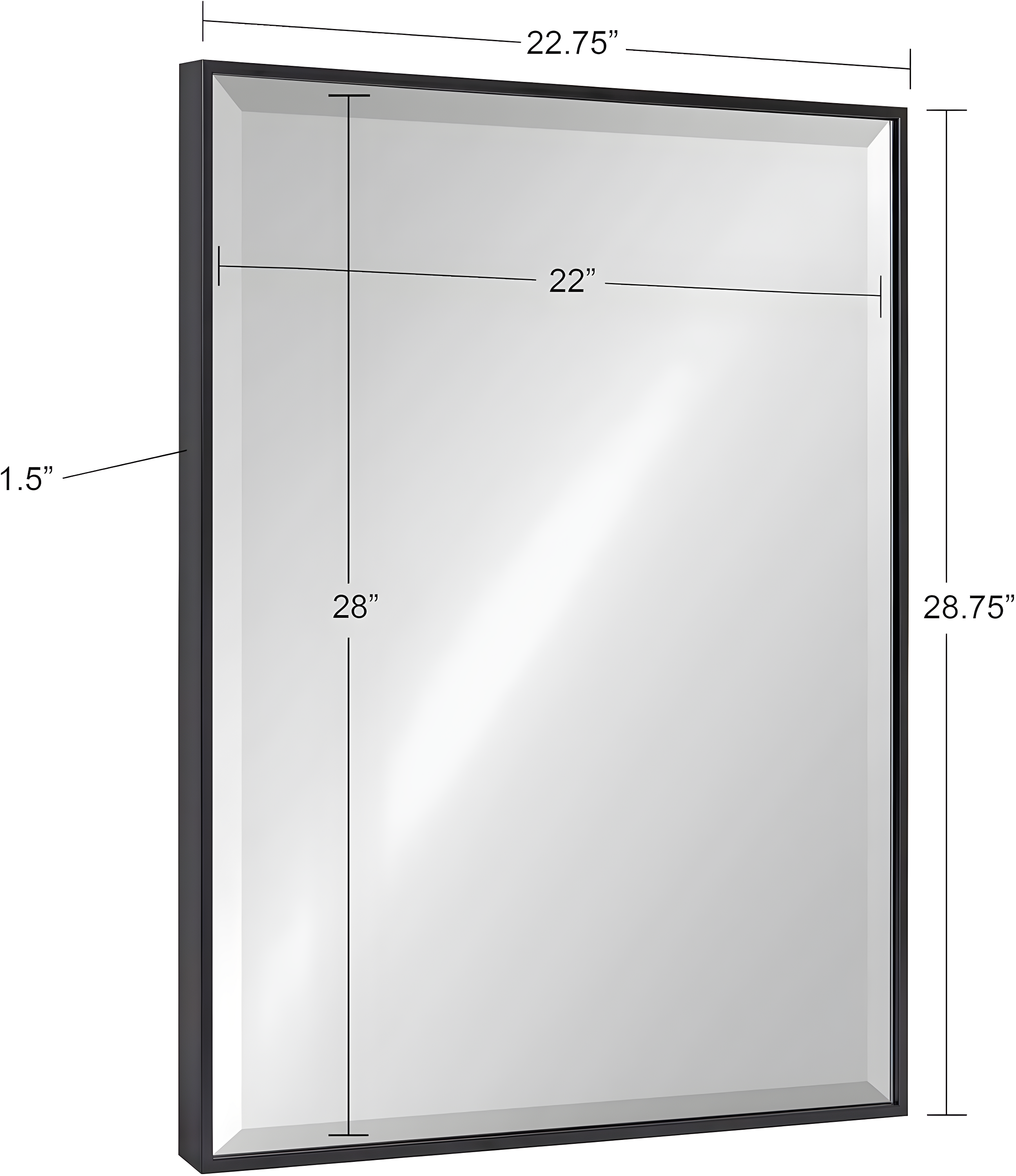 22.7" x 28.7" Rhodes Rectangle Wall Mirror Black - Kate & Laurel: Modern Beveled, No Assembly Required