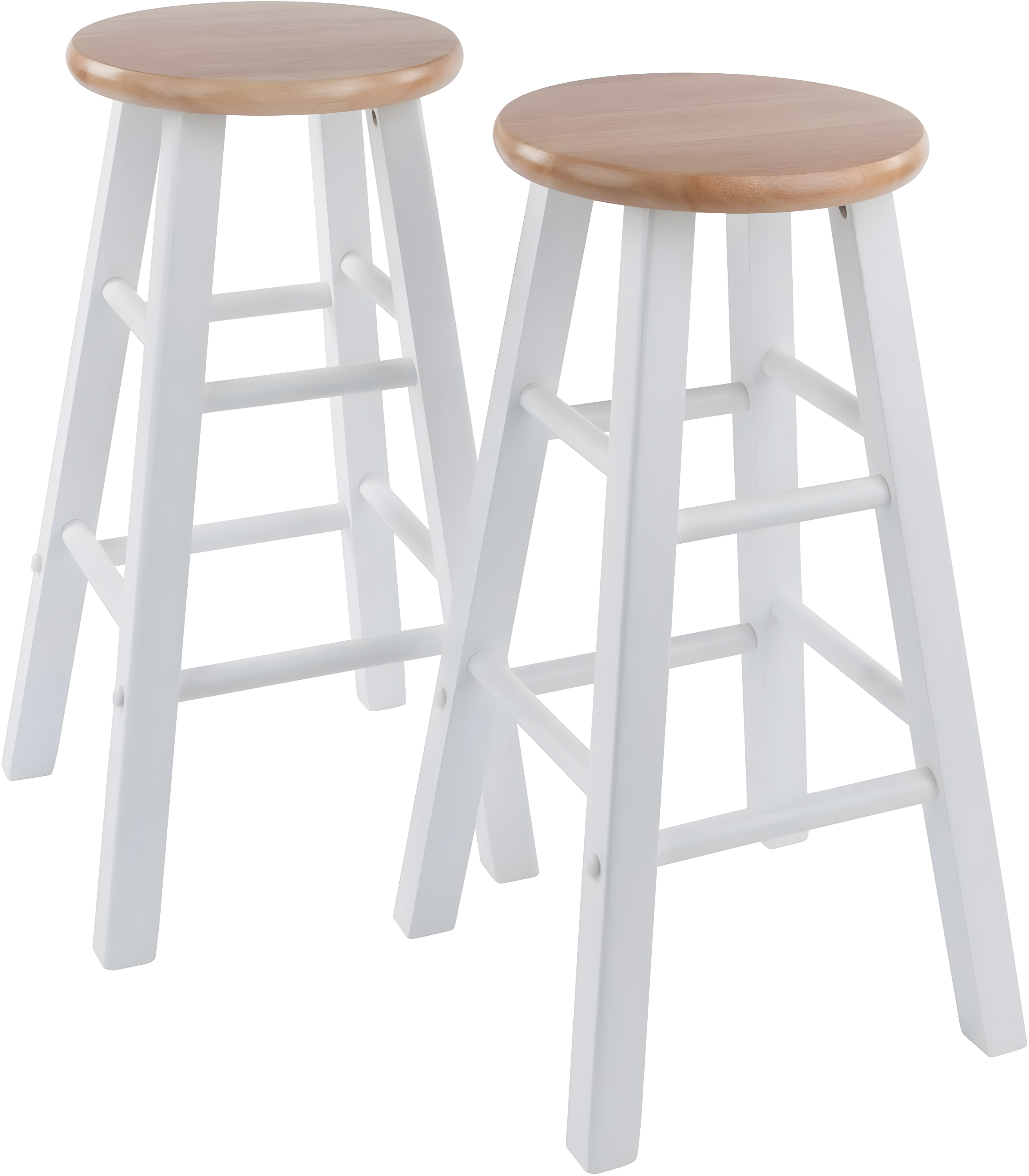 2pc 24" Element Counter Height Barstools White - Winsome: Solid Wood, Round Seat, 220lbs Capacity