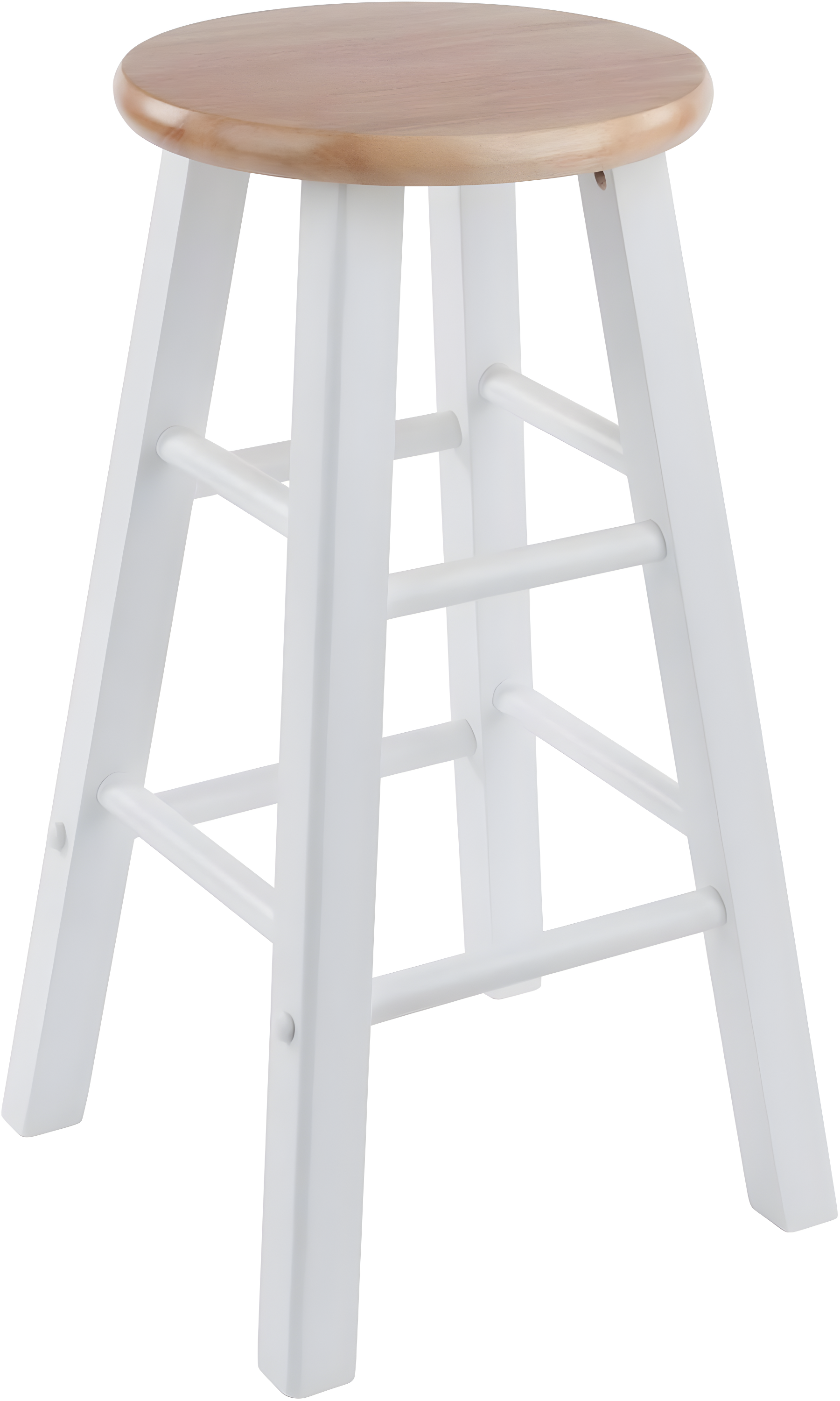2pc 24" Element Counter Height Barstools White - Winsome: Solid Wood, Round Seat, 220lbs Capacity