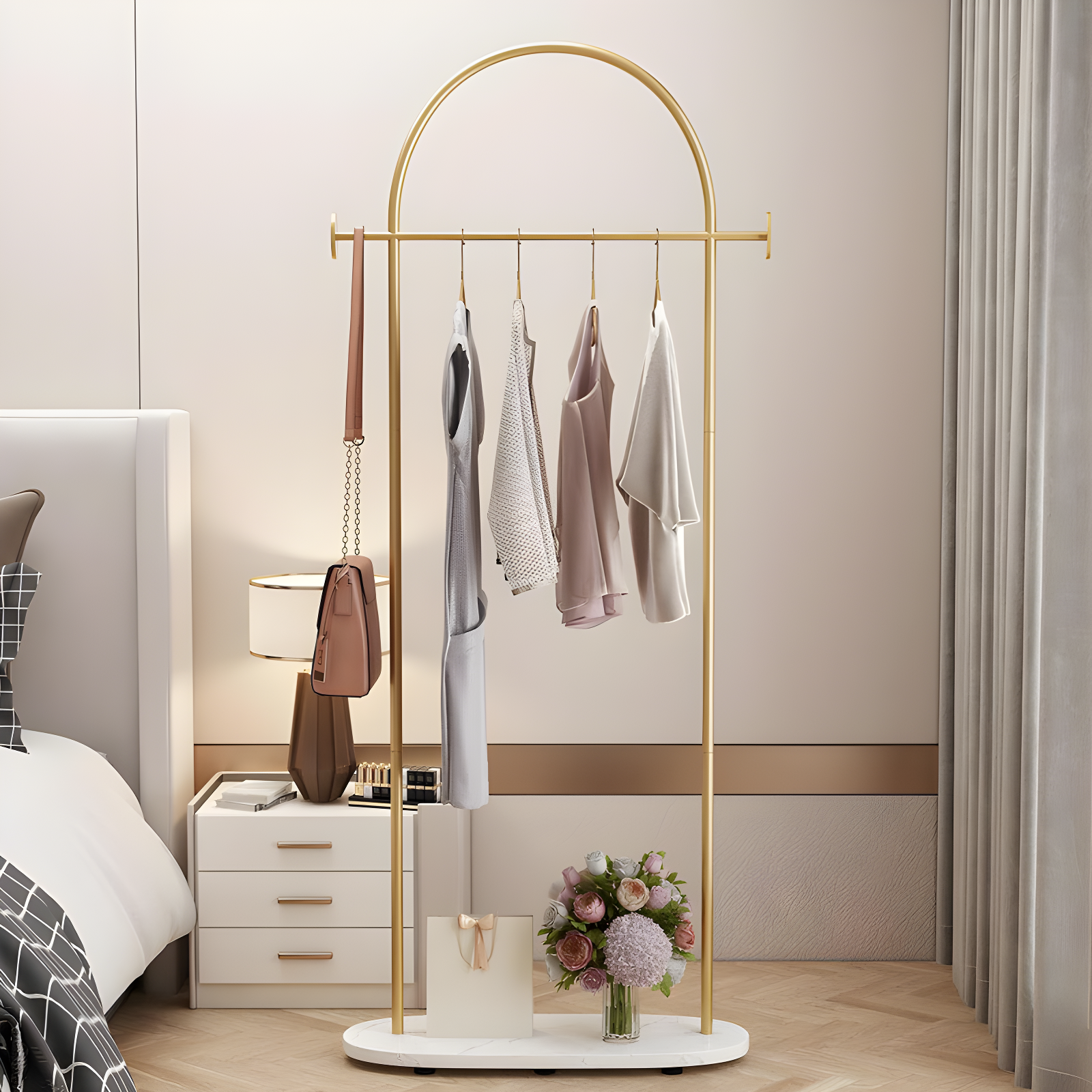 Clothing Rack, Clothes Rack with Shelf, Freestanding Coat Rack,Coat Hanger Stand with Hooks for Home
