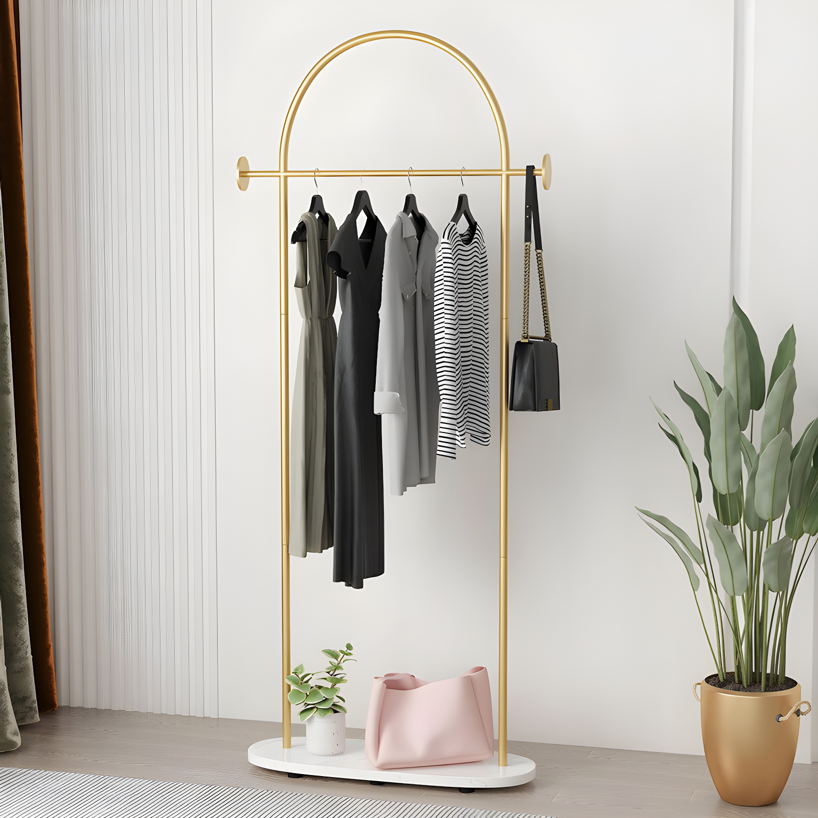 Clothing Rack, Clothes Rack with Shelf, Freestanding Coat Rack,Coat Hanger Stand with Hooks for Home