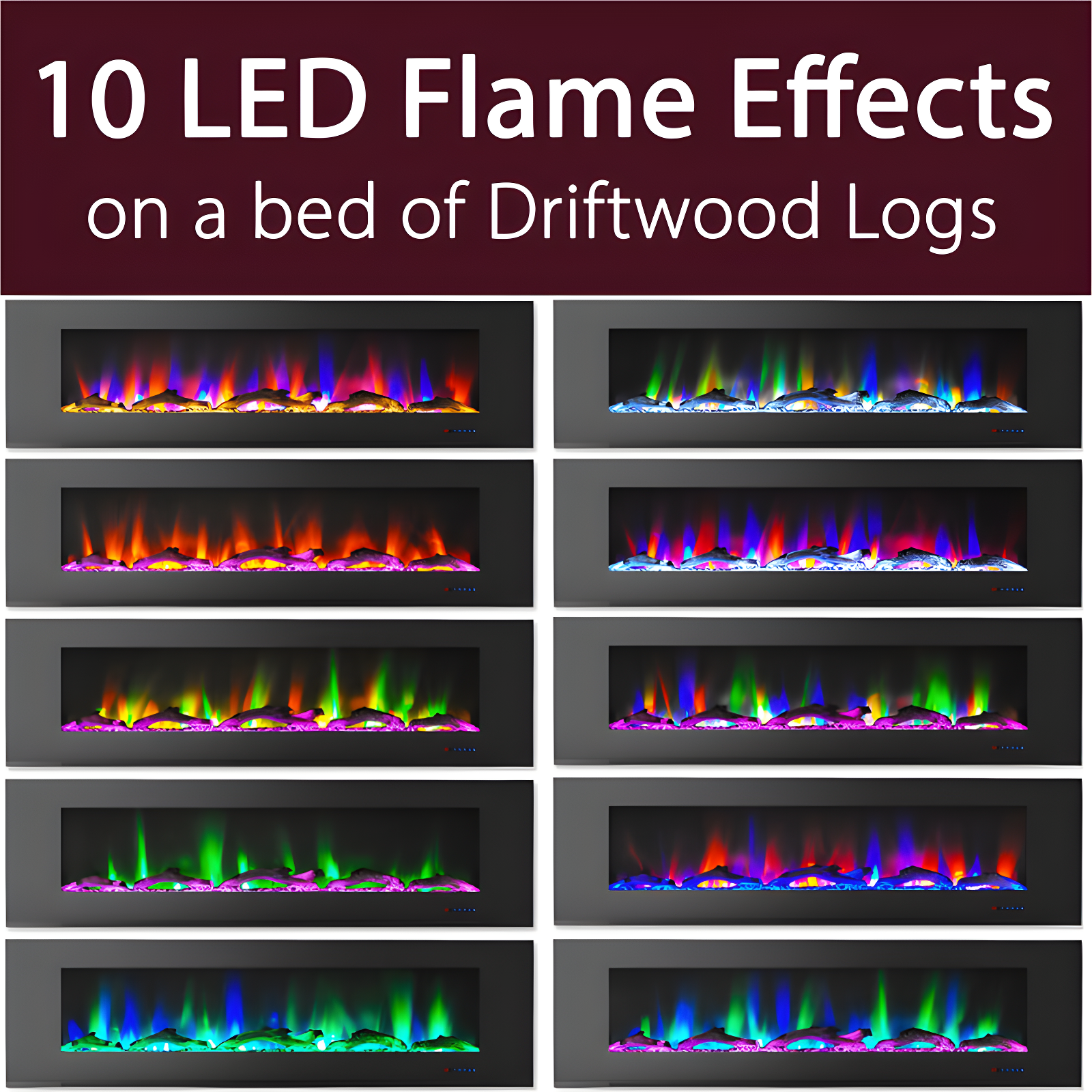 Cambridge Cambridge Wall Mount Electric Fireplace Heater with Remote Control for Indoor Use in Living Room, Bedroom, Home Office