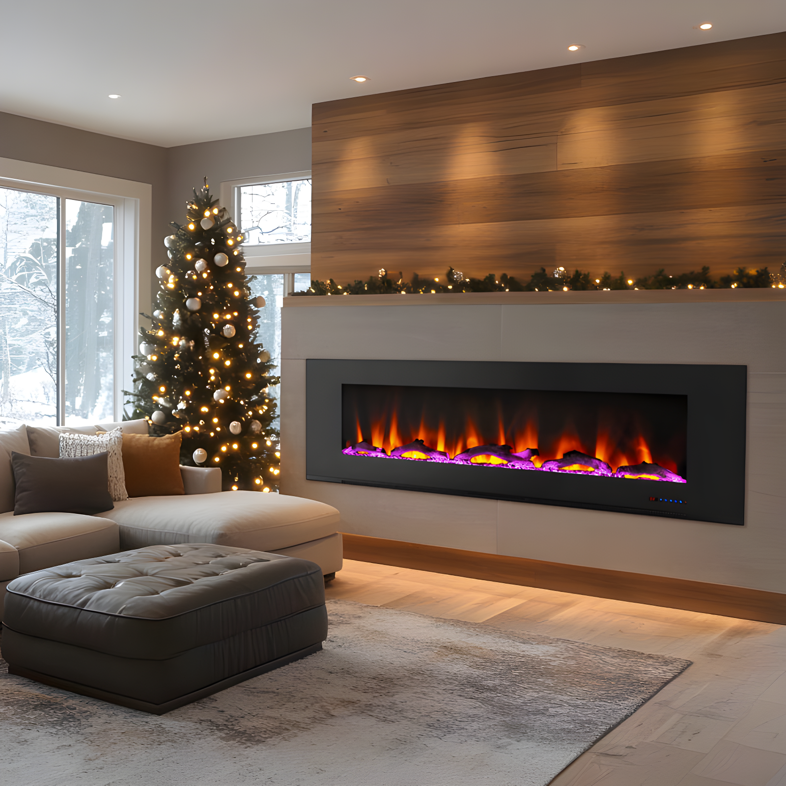 Cambridge Cambridge Wall Mount Electric Fireplace Heater with Remote Control for Indoor Use in Living Room, Bedroom, Home Office