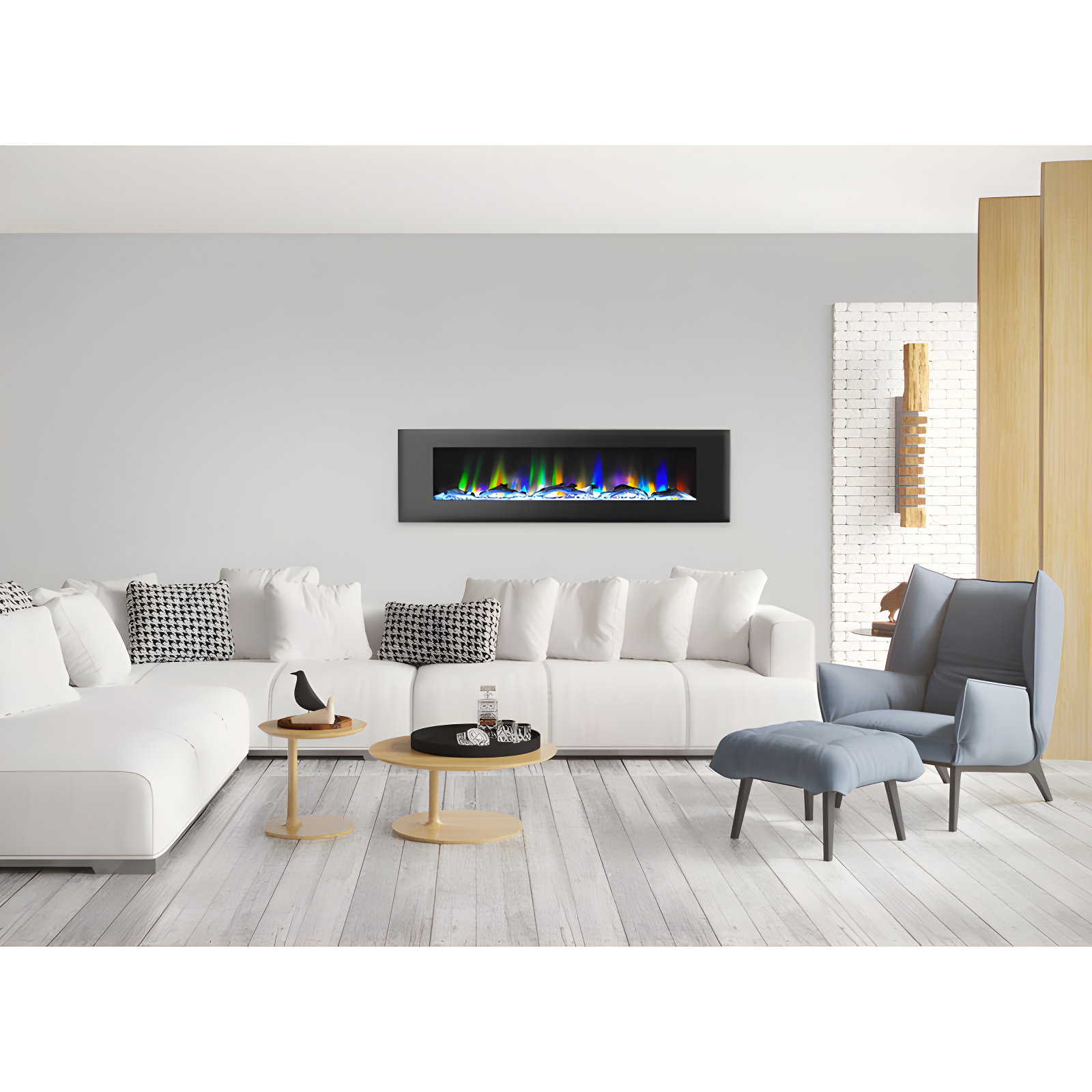 Cambridge Cambridge Wall Mount Electric Fireplace Heater with Remote Control for Indoor Use in Living Room, Bedroom, Home Office