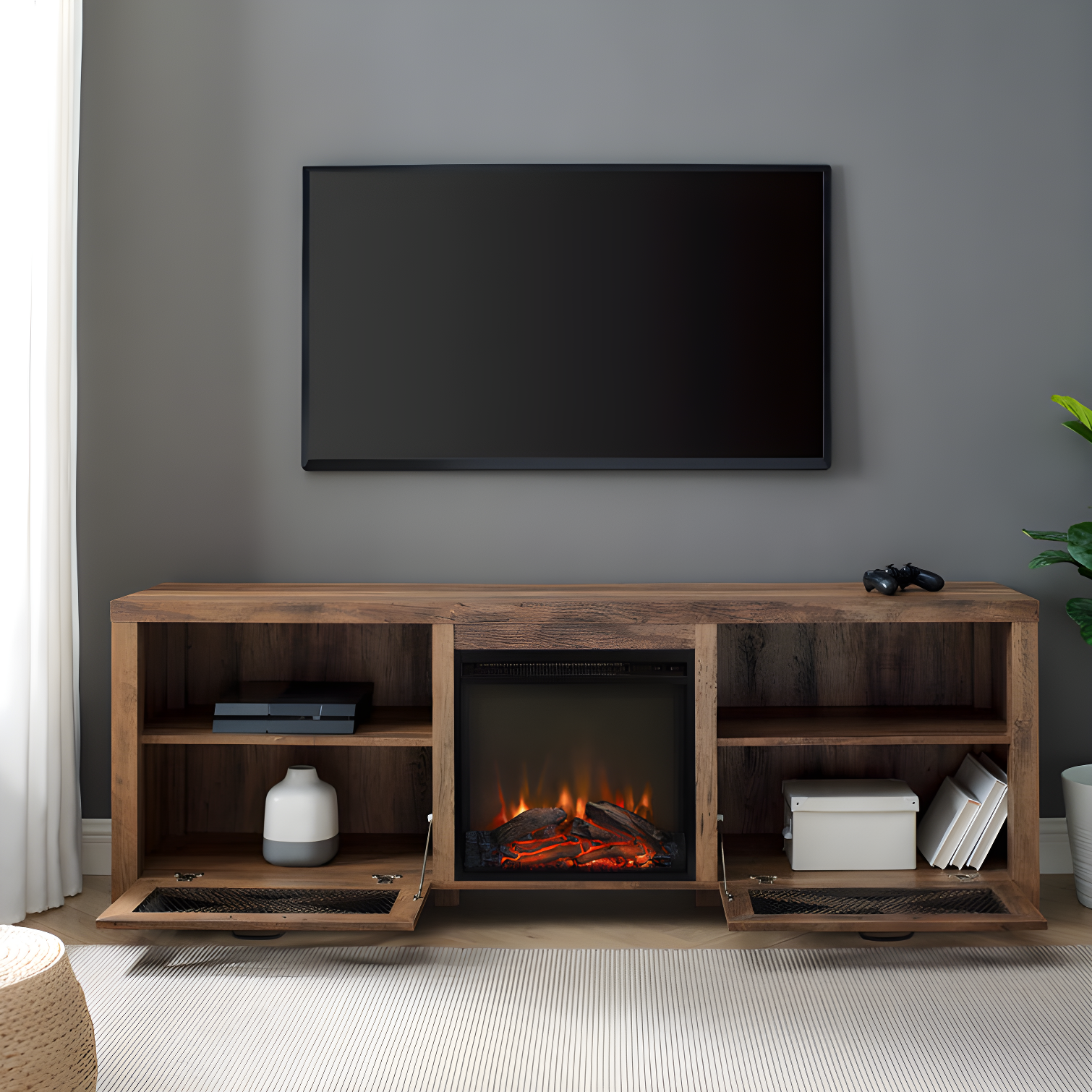 Tansey 70" Media Console with Electric Fireplace