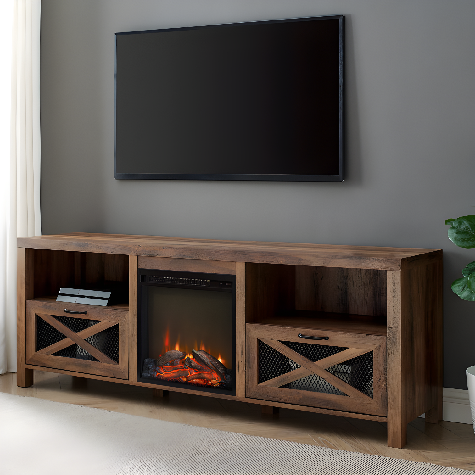 Tansey 70" Media Console with Electric Fireplace