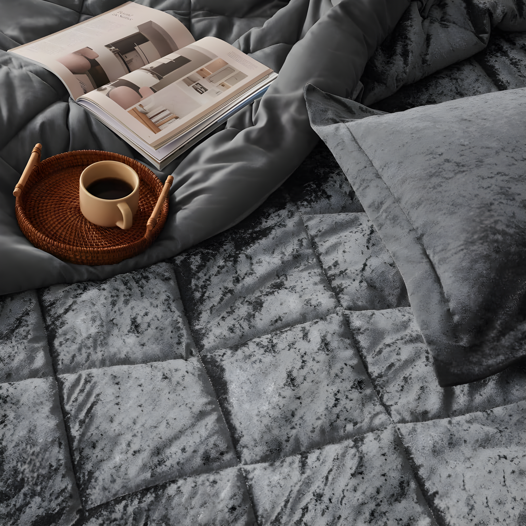 Felicia Crushed Velvet Comforter Set with Throw Pillow
