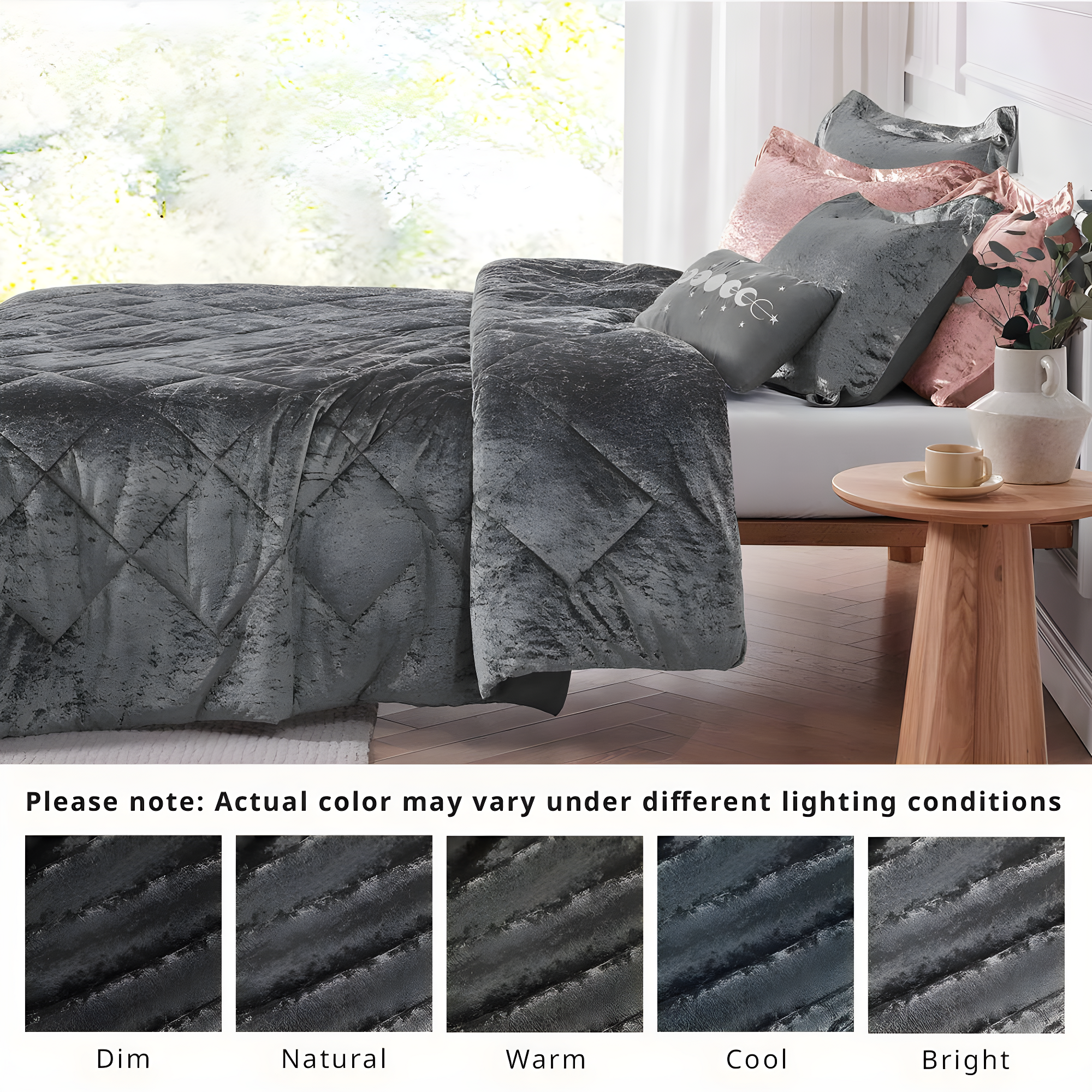 Felicia Crushed Velvet Comforter Set with Throw Pillow