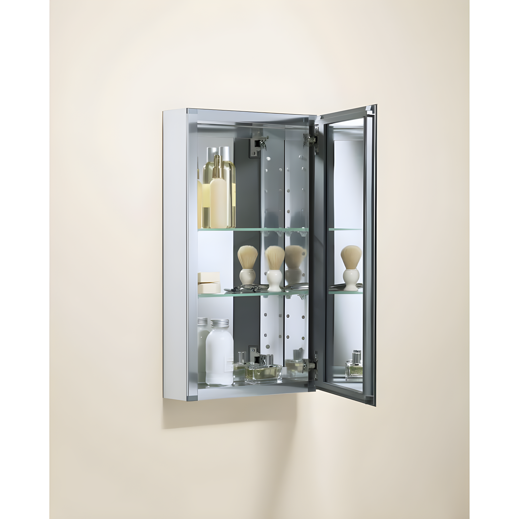 CLC Recessed or Surface Mount Frameless Aluminum Medicine Cabinet Adjustable Shelves
