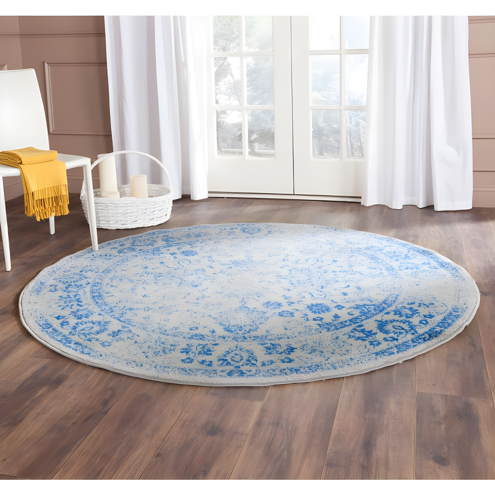 Adirondack ADR109 Machine Made Indoor Area Rug - Grey/Blue - 4' Round - Safavieh
