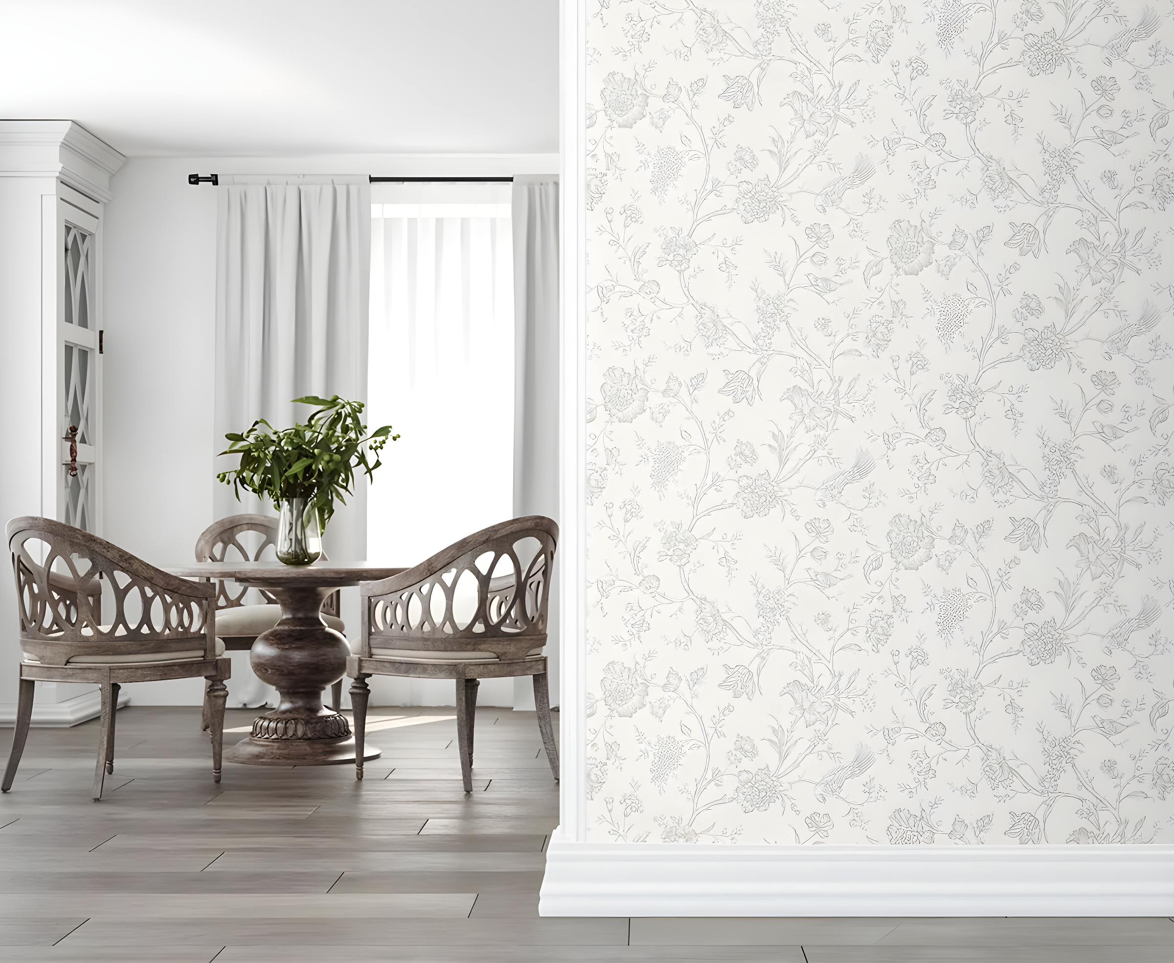 NextWall Harbor Mist Jasmine Chinoiserie Peel and Stick Wallpaper