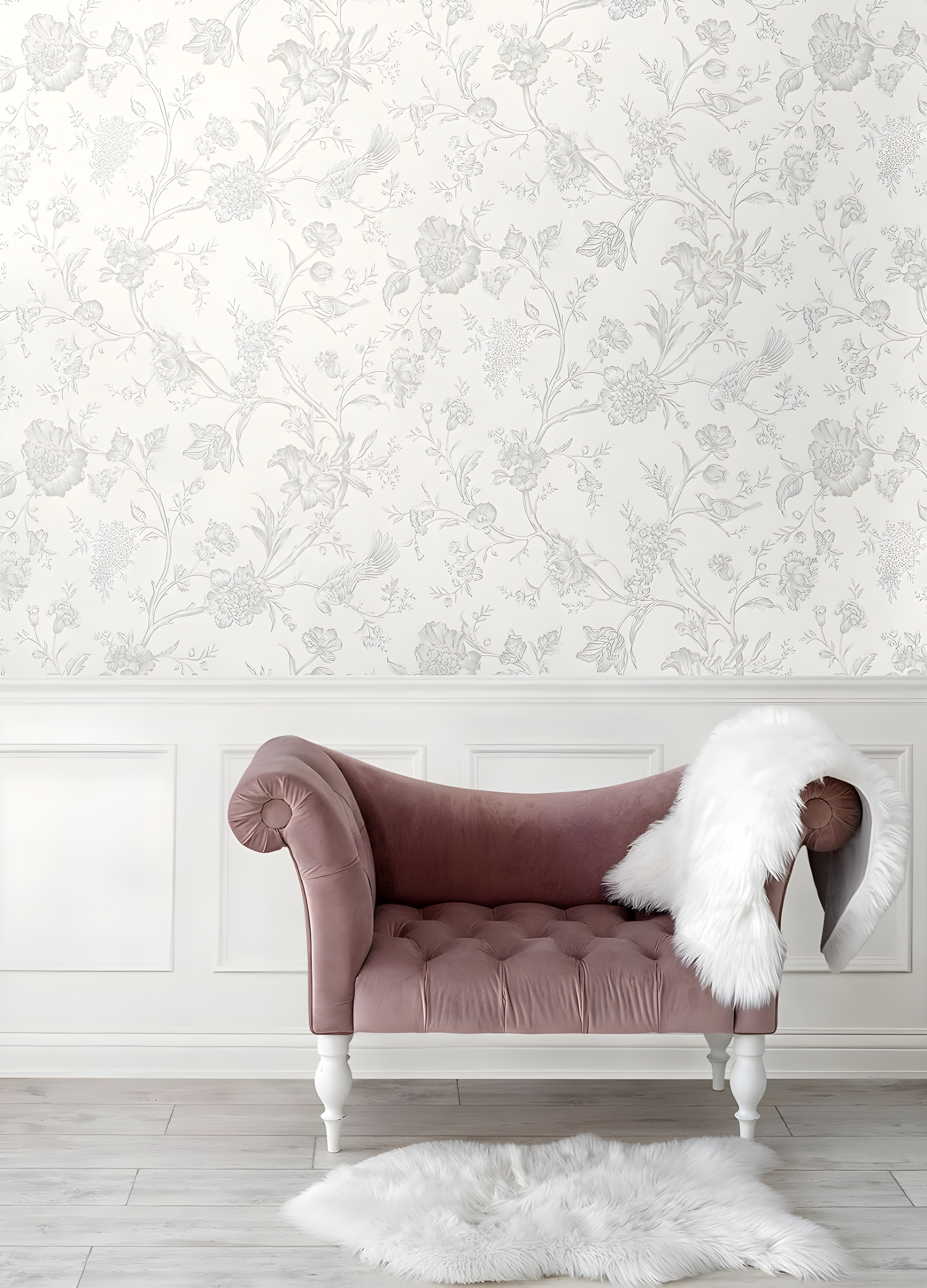 NextWall Harbor Mist Jasmine Chinoiserie Peel and Stick Wallpaper