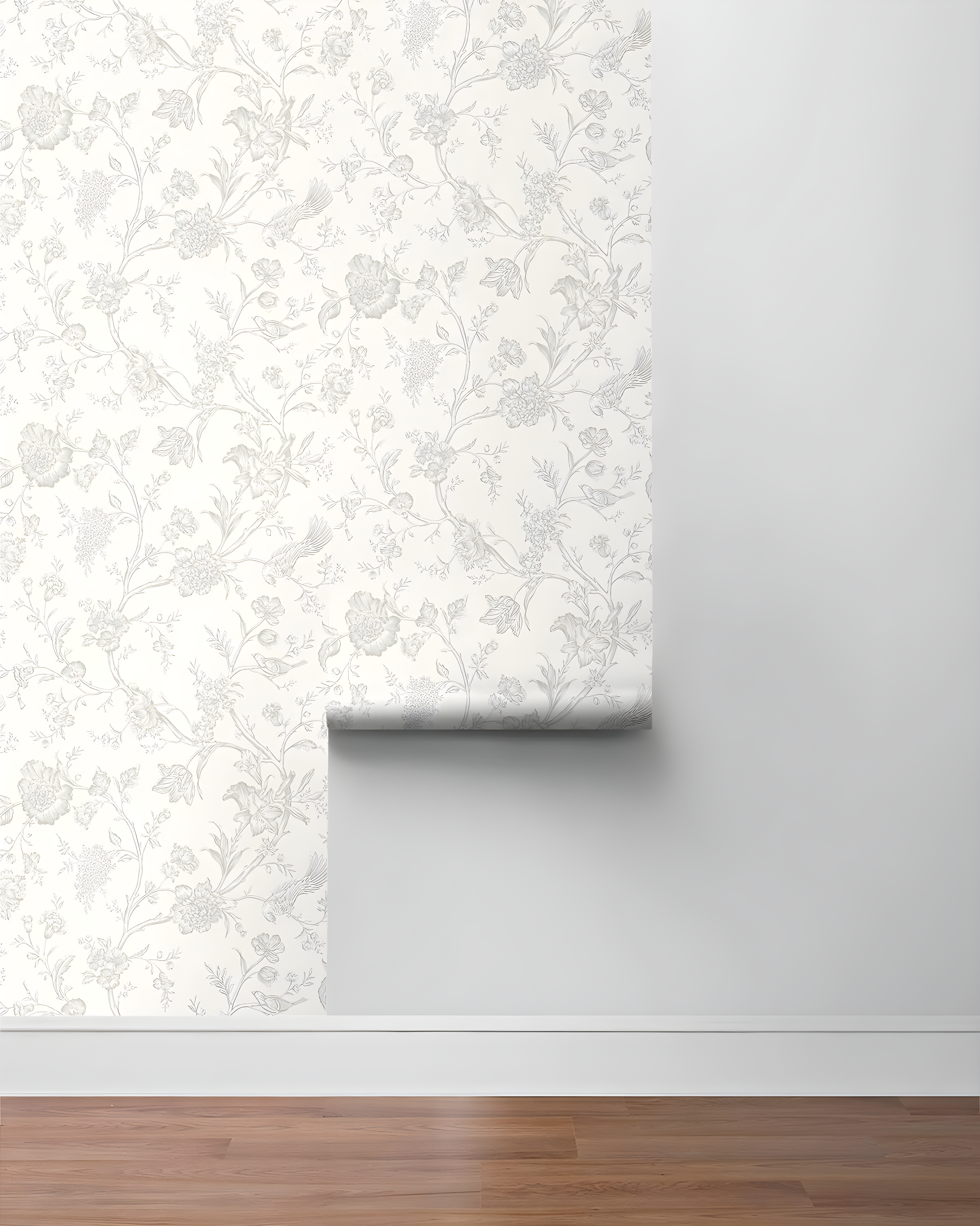 NextWall Harbor Mist Jasmine Chinoiserie Peel and Stick Wallpaper
