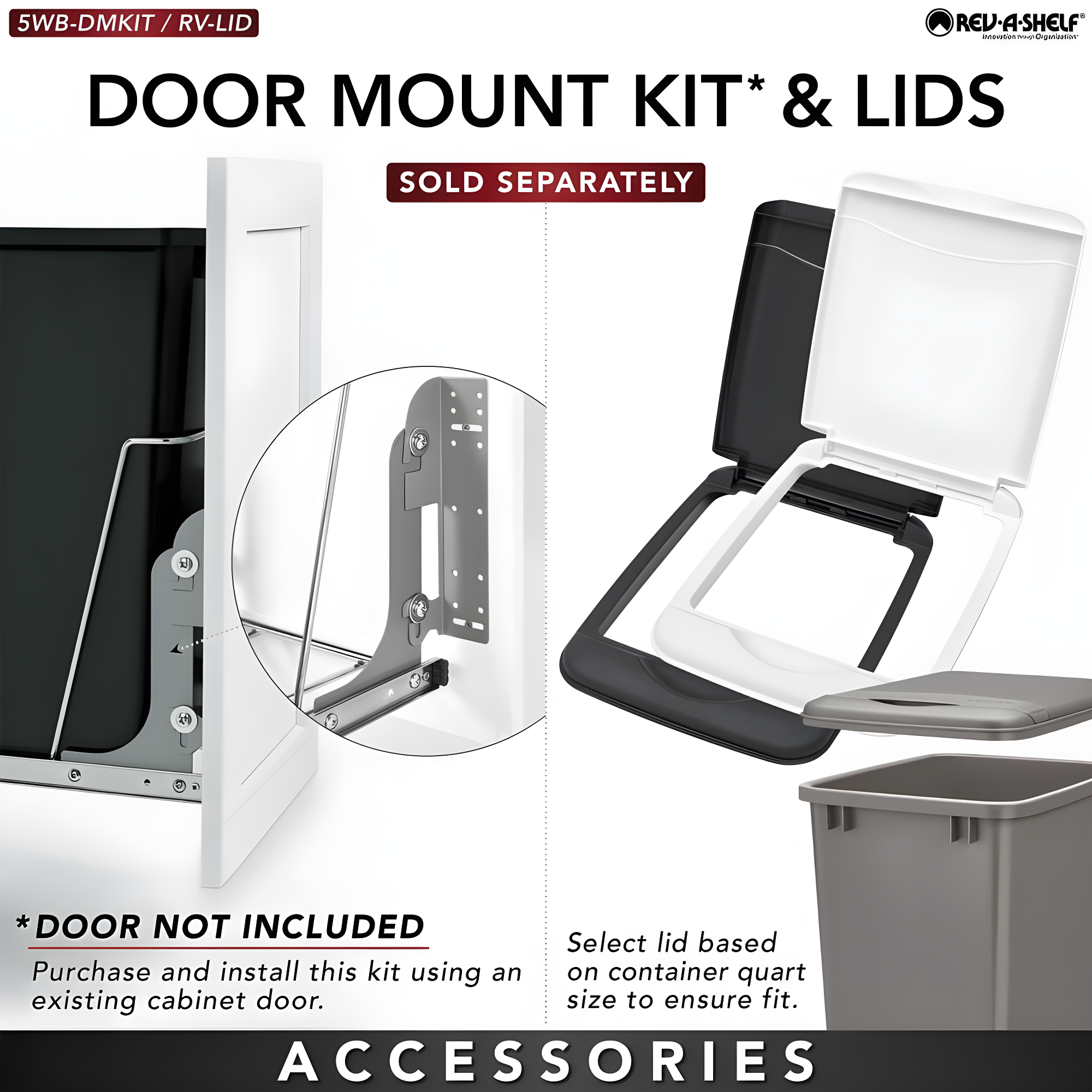 Rev-A-Shelf Double Sliding Pull-Out Waste Bin Containers