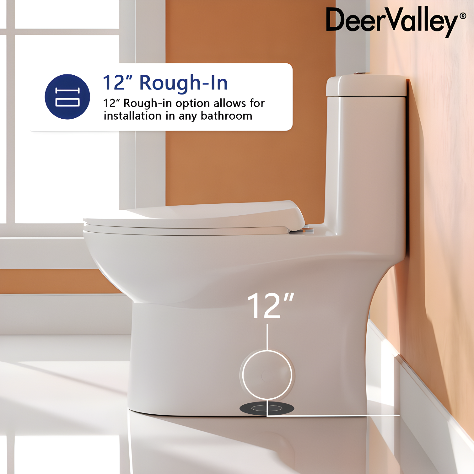 DeerValley Ally Dual-Flush Elongated One-Piece Toilet with Glazed Surface Modern Toilet with Comfort Seat Height  (Seat Included) DV-1F52816