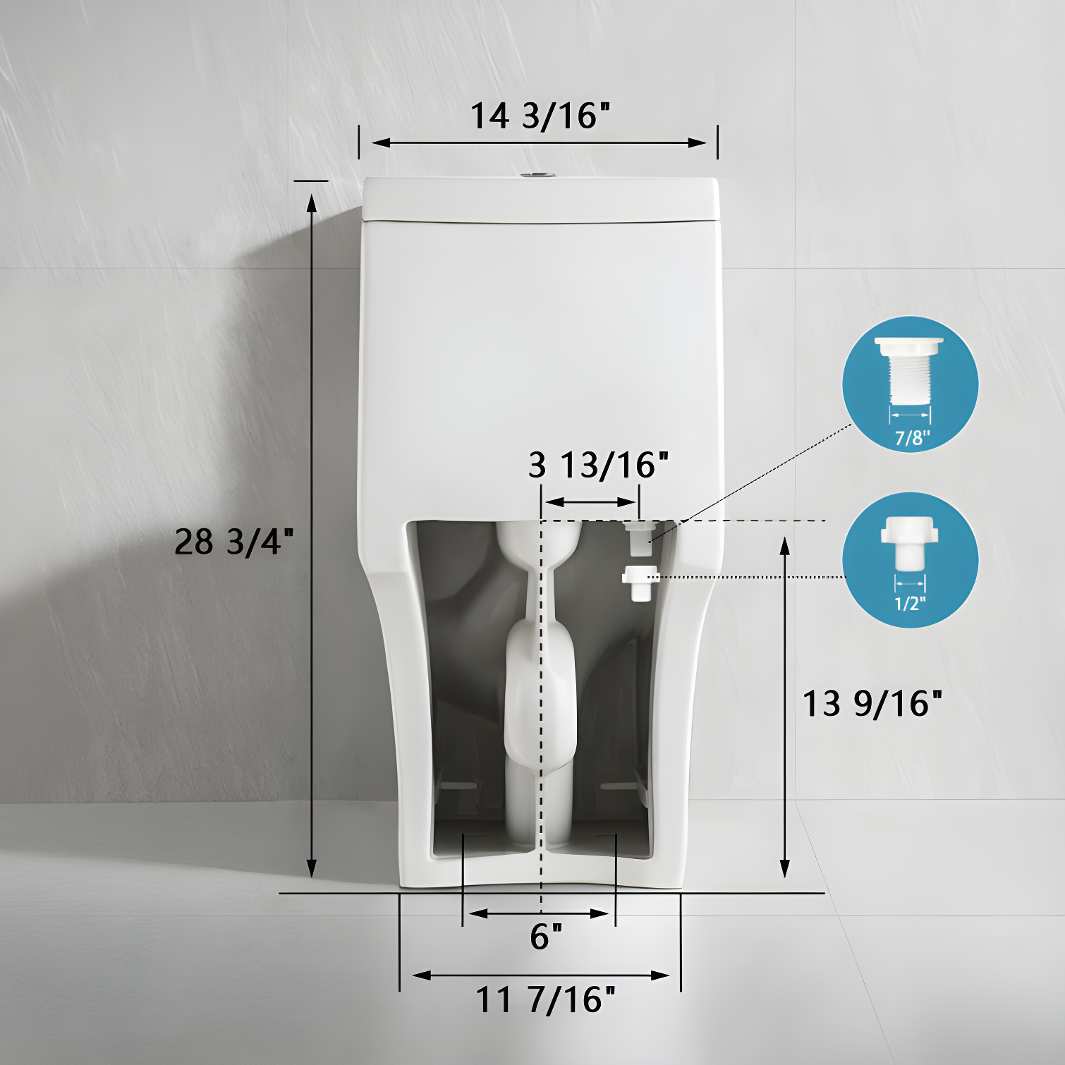 DeerValley Ally Dual-Flush Elongated One-Piece Toilet with Glazed Surface Modern Toilet with Comfort Seat Height  (Seat Included) DV-1F52816