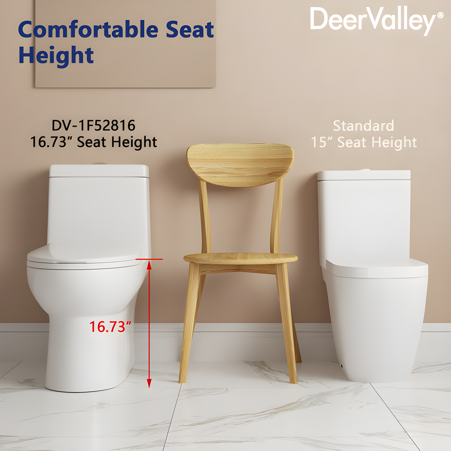 DeerValley Ally Dual-Flush Elongated One-Piece Toilet with Glazed Surface Modern Toilet with Comfort Seat Height  (Seat Included) DV-1F52816