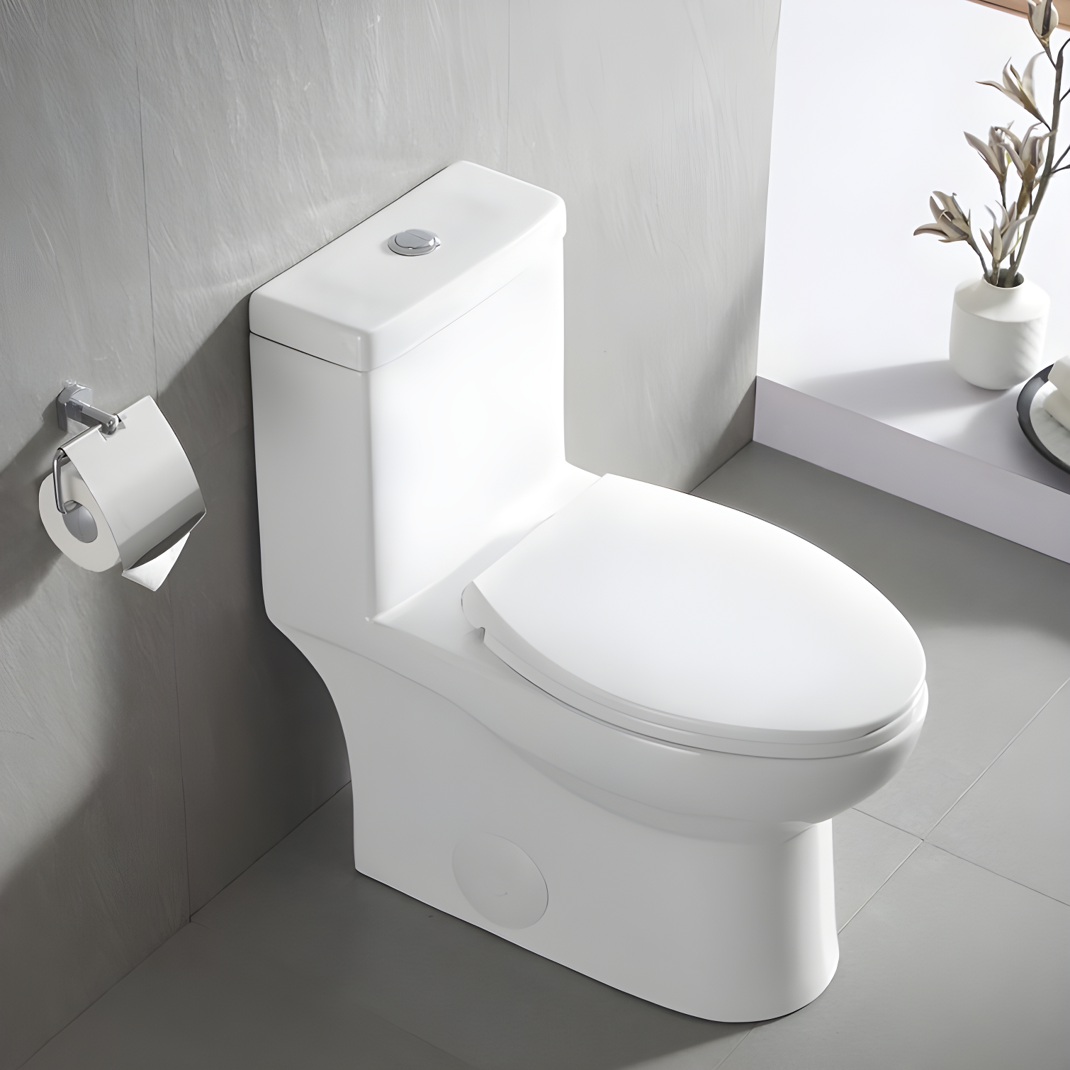 DeerValley Ally Dual-Flush Elongated One-Piece Toilet with Glazed Surface Modern Toilet with Comfort Seat Height  (Seat Included) DV-1F52816