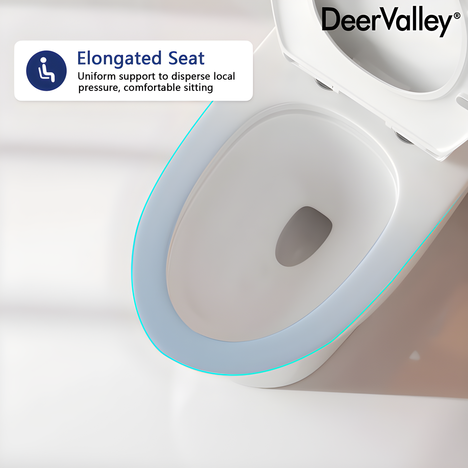 DeerValley Ally Dual-Flush Elongated One-Piece Toilet with Glazed Surface Modern Toilet with Comfort Seat Height  (Seat Included) DV-1F52816