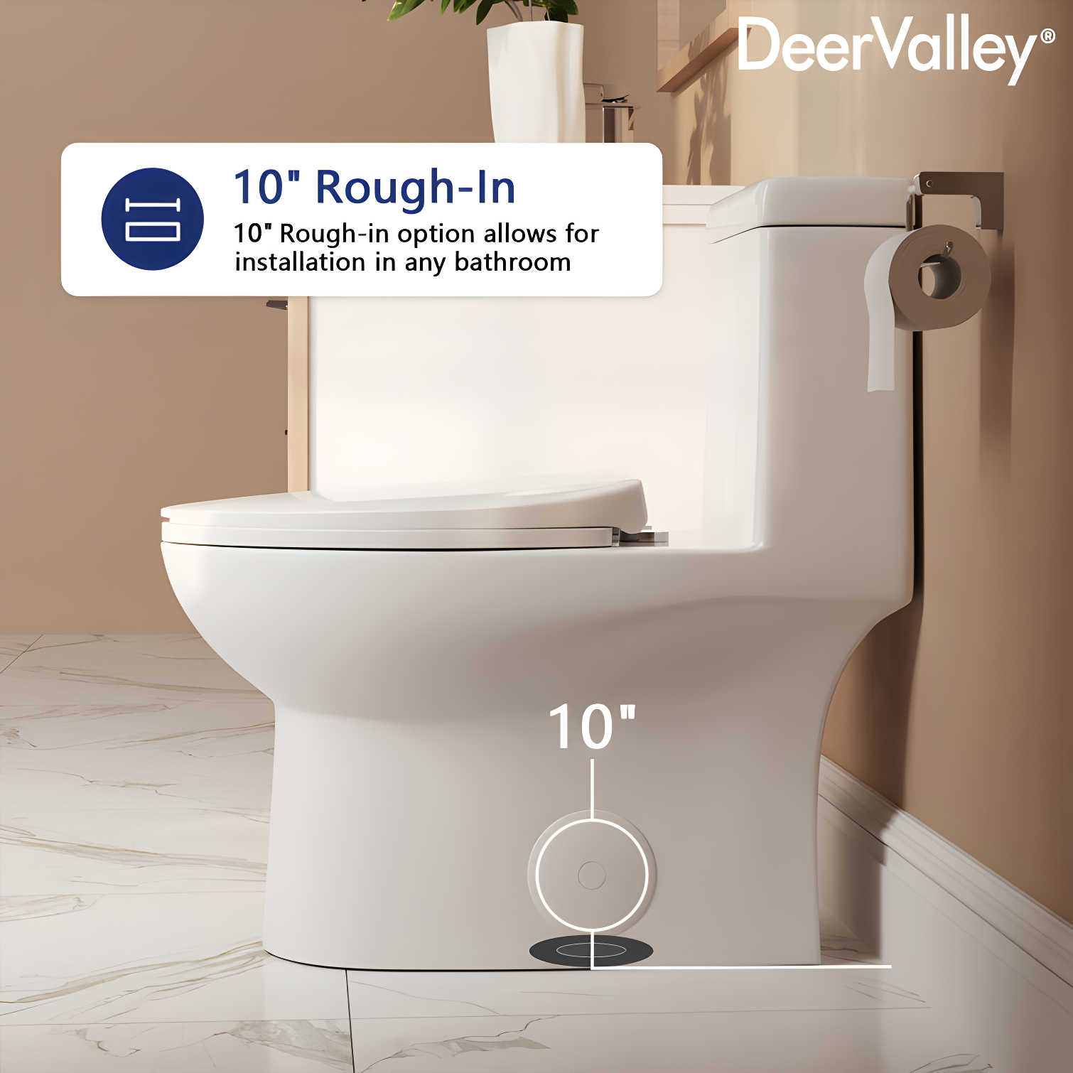 DeerValley Ally Dual-Flush Elongated One-Piece Toilet with Glazed Surface Modern Toilet with Comfort Seat Height  (Seat Included) DV-1F52816