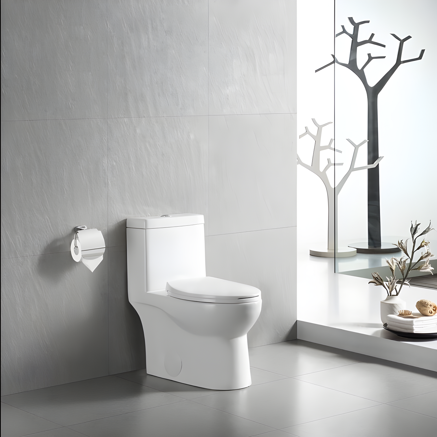 DeerValley Ally Dual-Flush Elongated One-Piece Toilet with Glazed Surface Modern Toilet with Comfort Seat Height  (Seat Included) DV-1F52816